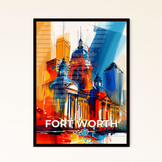 Vibrant Fort Worth, Texas - A Painting Of A Building With A Dome And A City Skyline