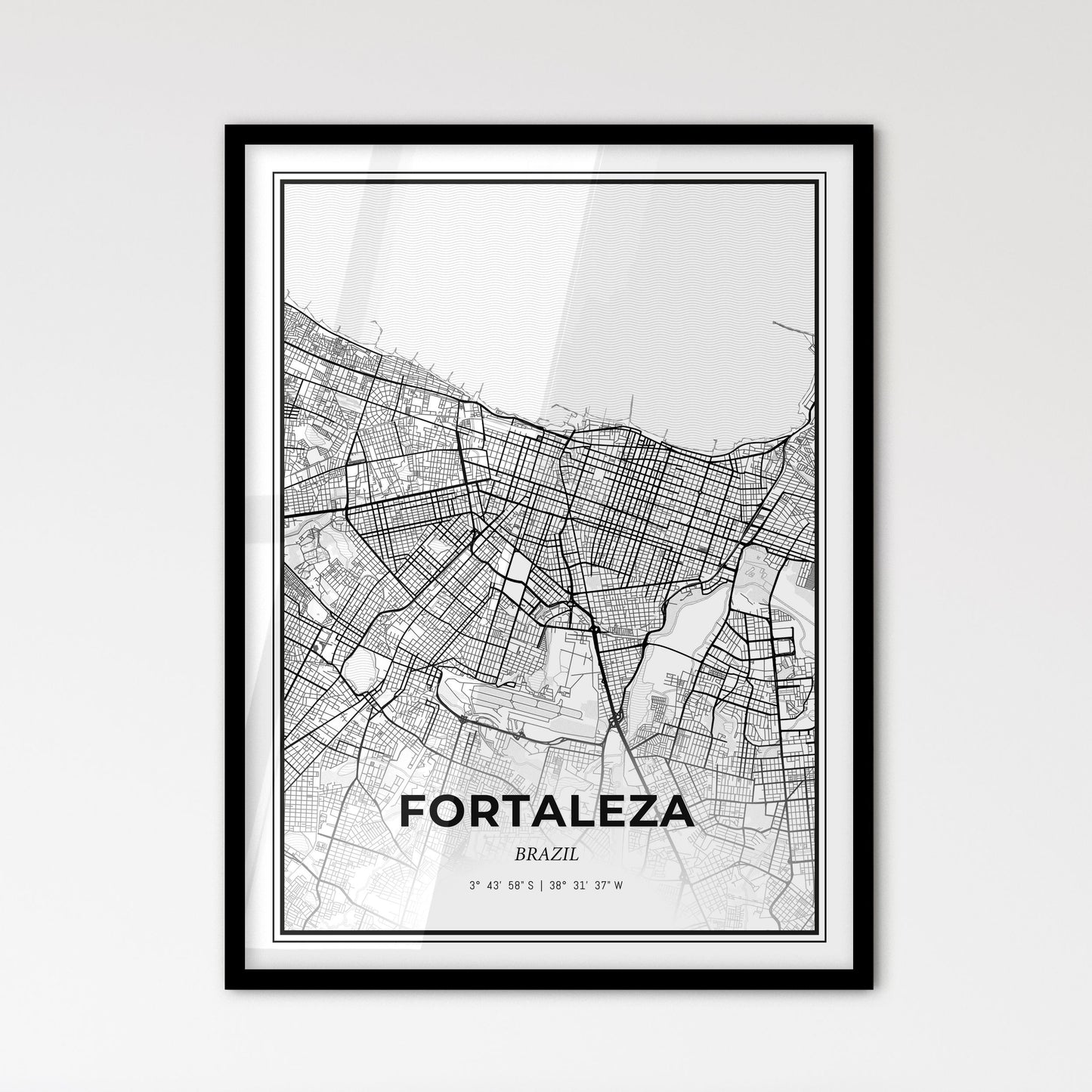 Fortaleza Brazil - Scandinavian Style City Map for Modern Home Decor