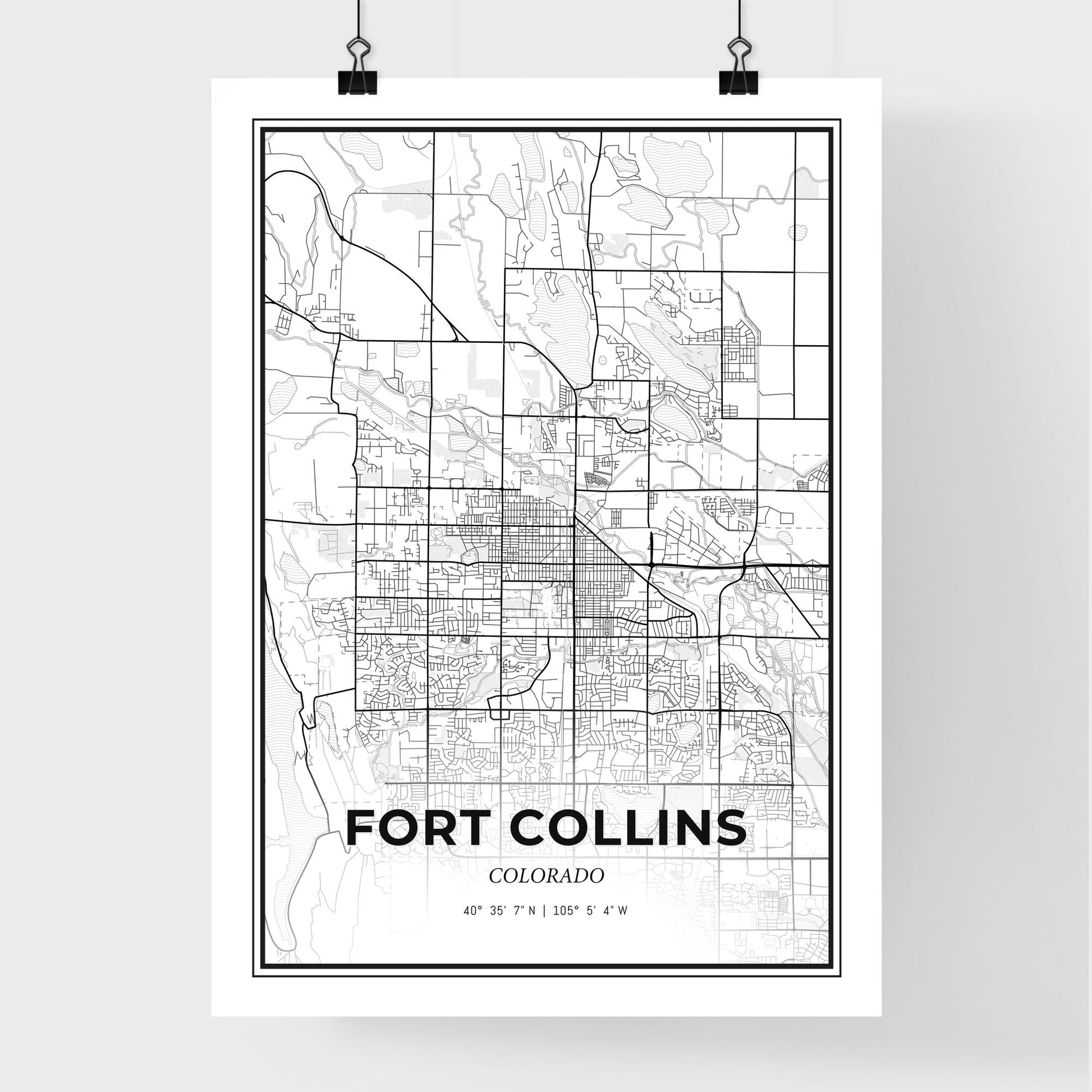 Fort Collins Colorado - Premium City Map Poster