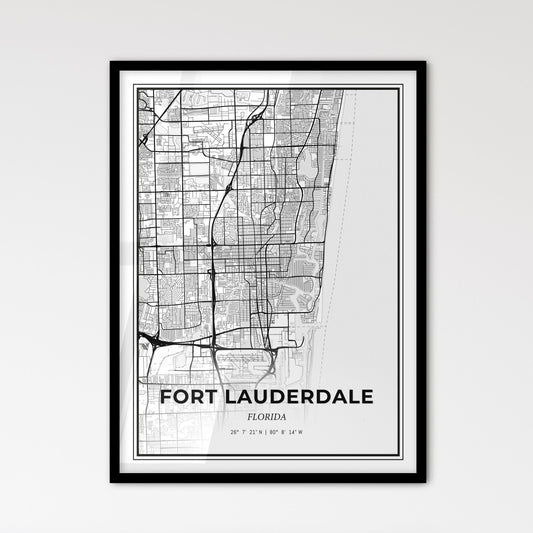 Fort Lauderdale Florida - Scandinavian Style City Map for Modern Home Decor