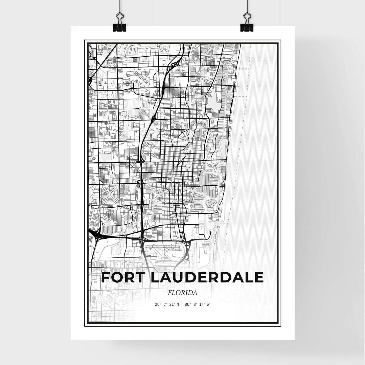 Fort Lauderdale Florida - Premium City Map Poster