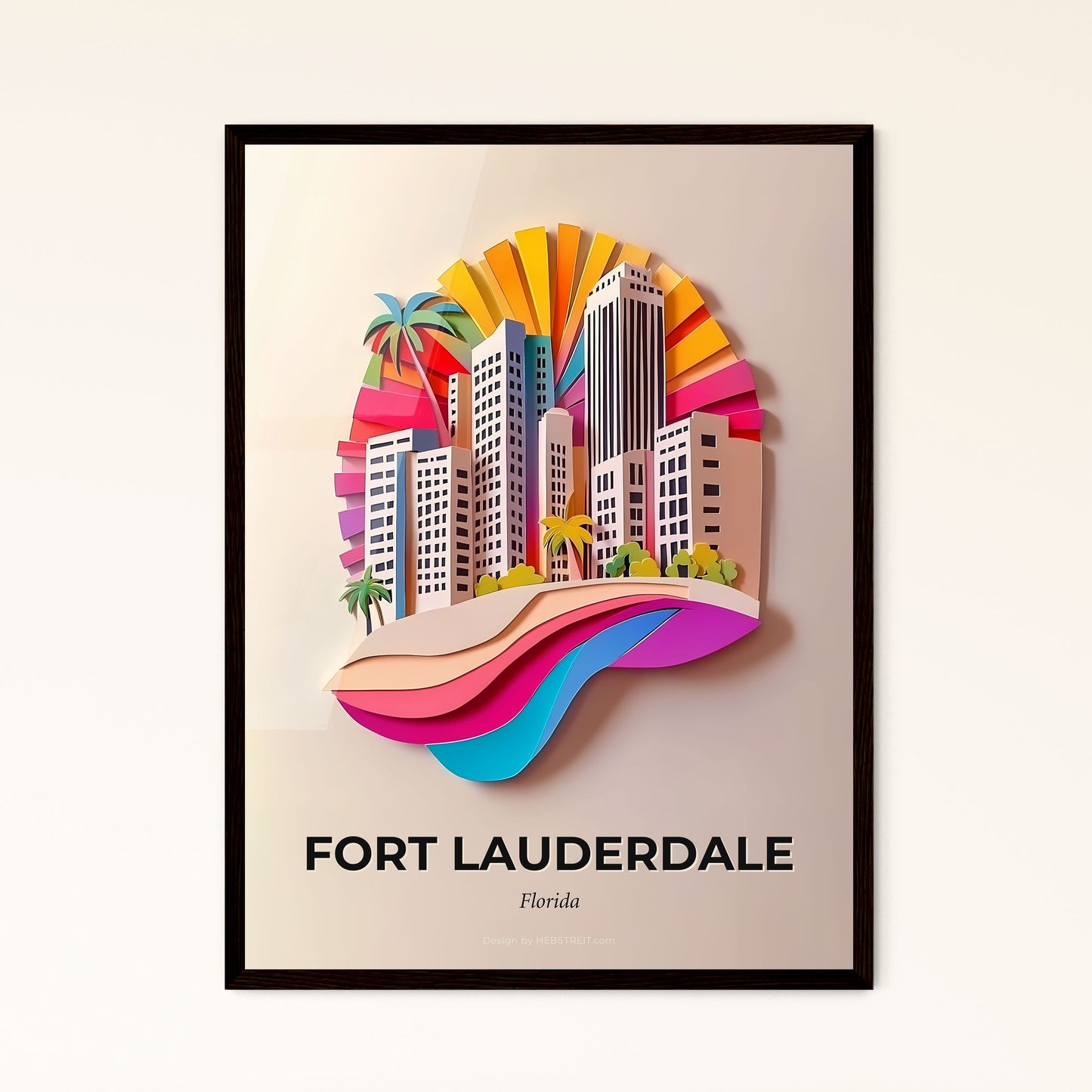 Vivid Fort Lauderdale, Florida - a paper cut of a city with palm trees