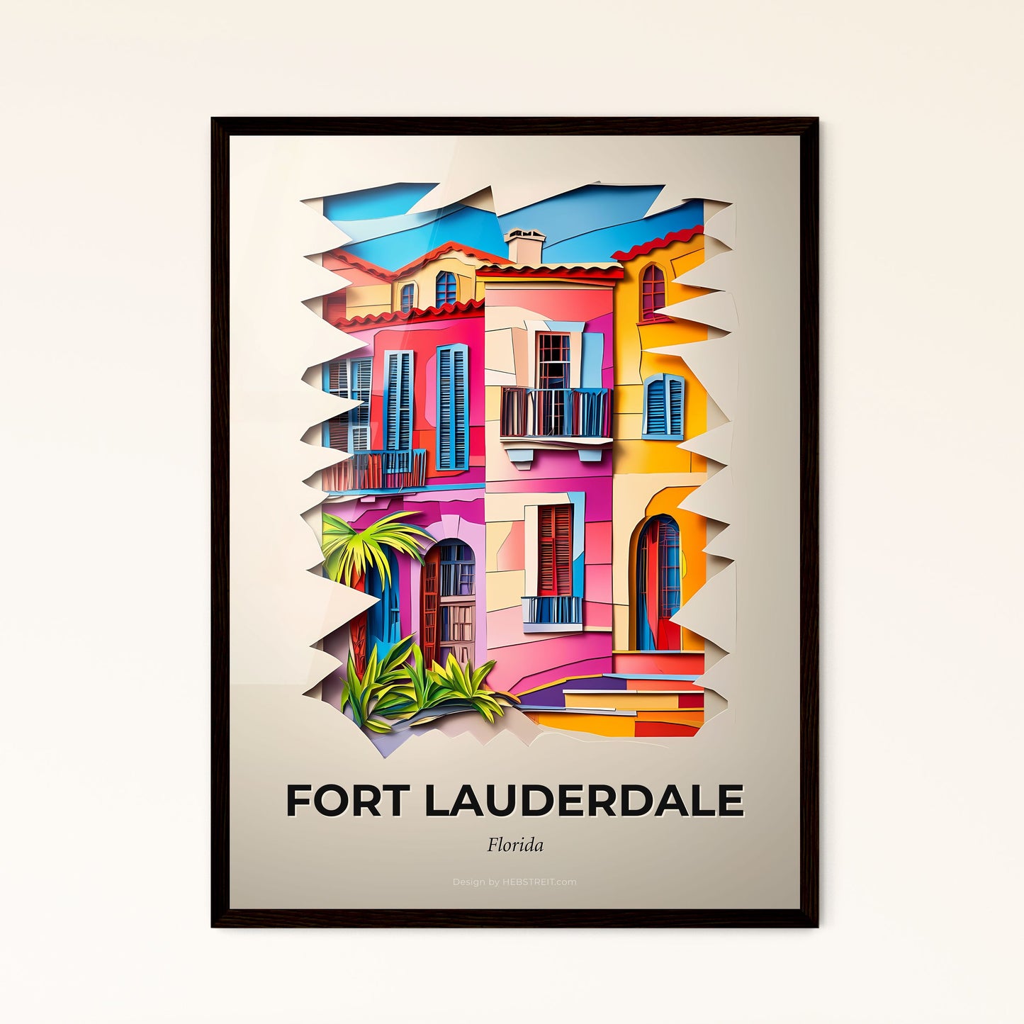 Vivid Fort Lauderdale, Florida - a colorful building with a palm tree in front of it