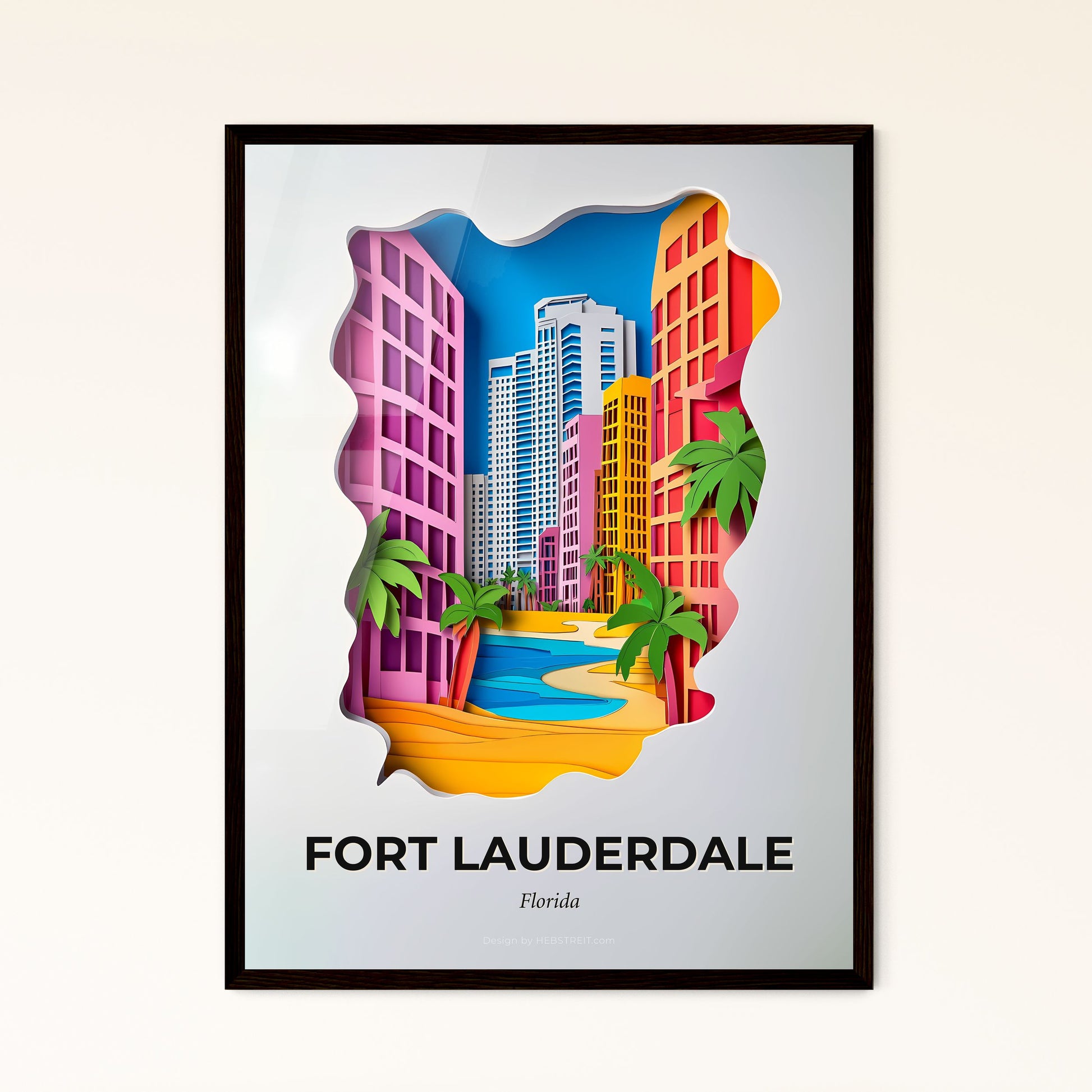 Vivid Fort Lauderdale, Florida - a paper cut of a city with palm trees