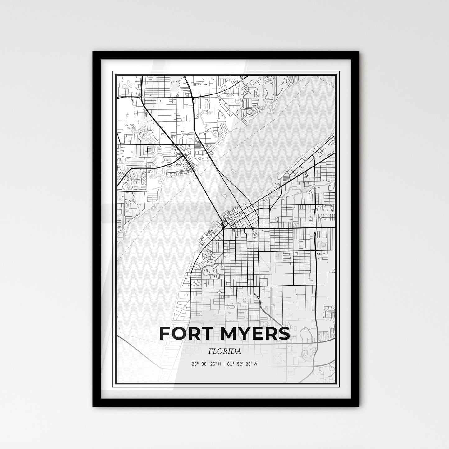 Fort Myers Florida - Scandinavian Style City Map for Modern Home Decor