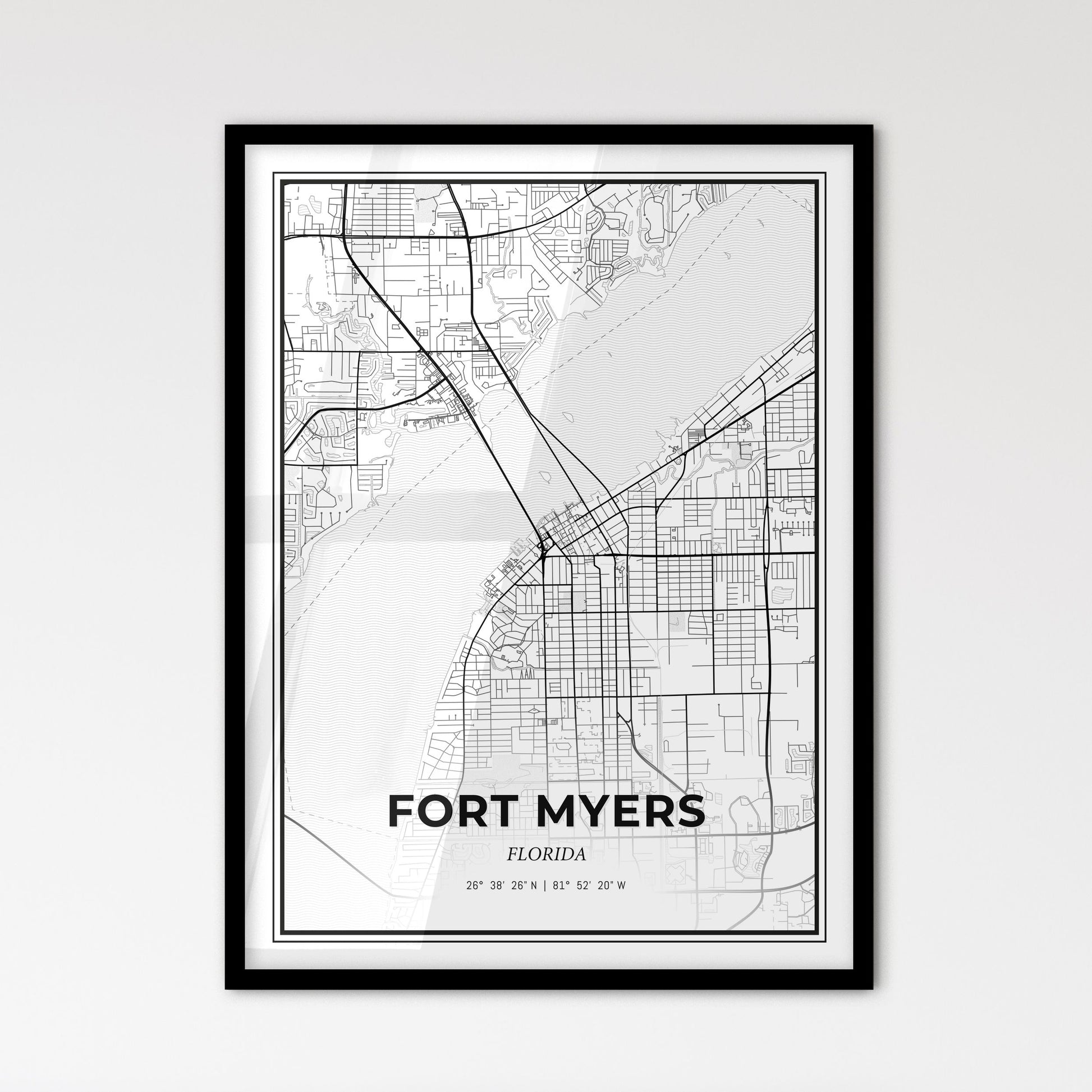 Fort Myers Florida - Scandinavian Style City Map for Modern Home Decor