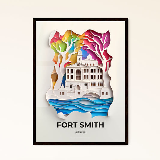 Vivid Fort Smith, Arkansas - a paper cut of a building with a rainbow tree