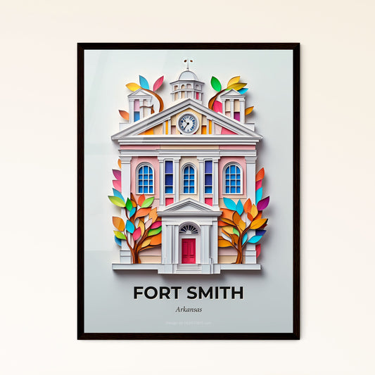 Vivid Fort Smith, Arkansas - a paper cut of a building with a clock on top