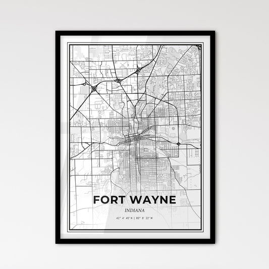 Fort Wayne Indiana - Scandinavian Style City Map for Modern Home Decor