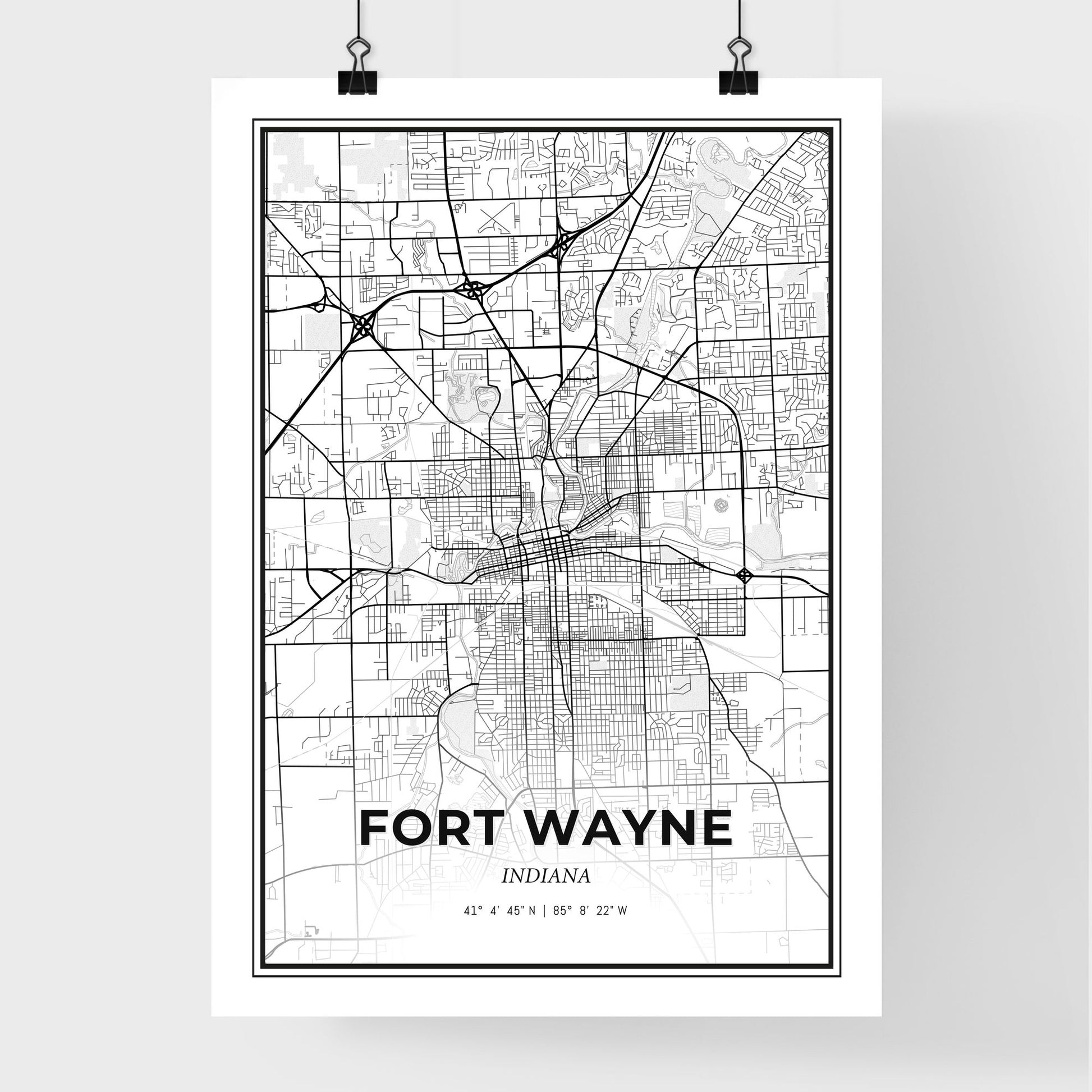 Fort Wayne Indiana - Premium City Map Poster