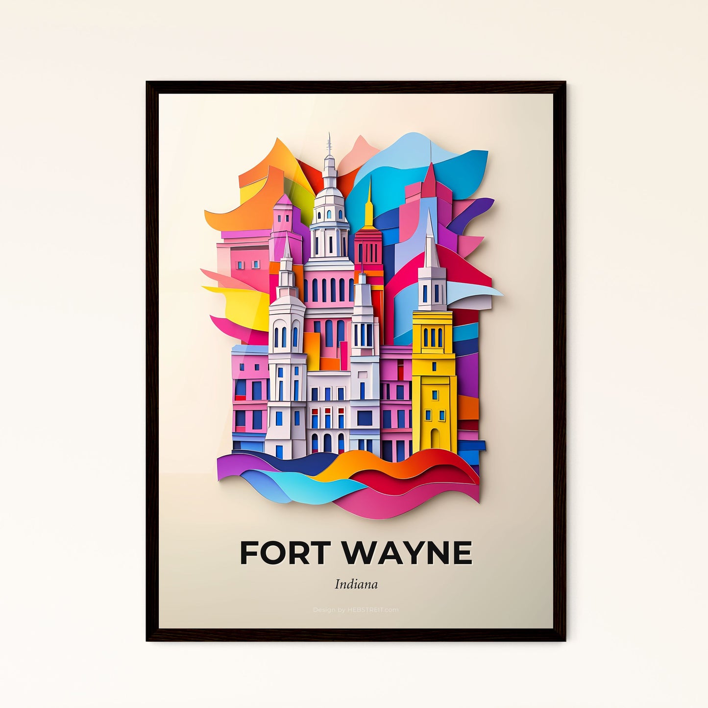 Vivid Fort Wayne, Indiana - a colorful city with a clock tower on top of it