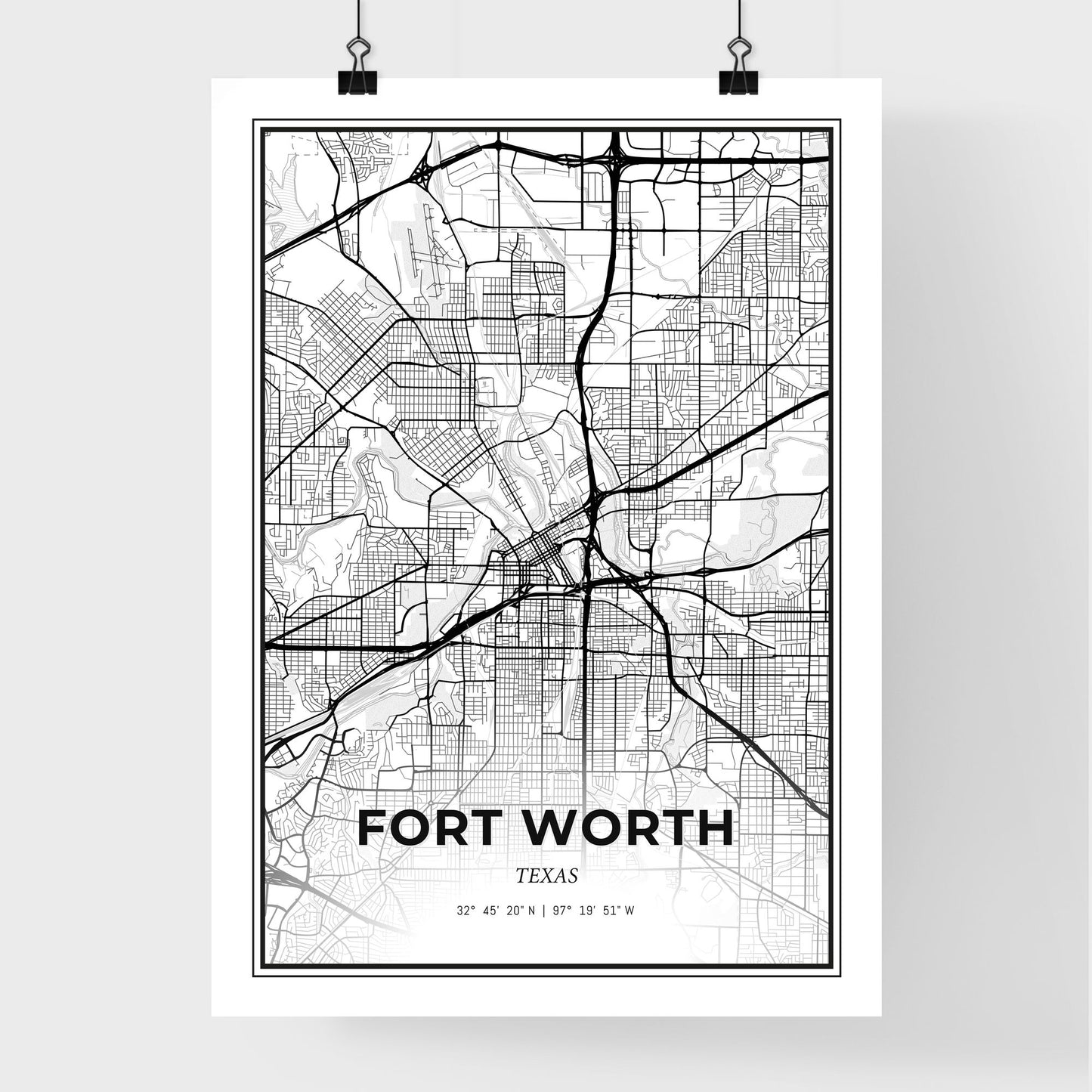 Fort Worth Texas - Premium City Map Poster