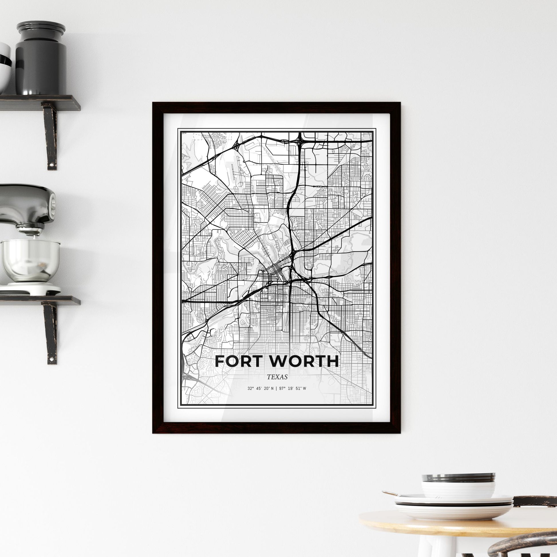 Fort Worth Texas - Minimal City Map