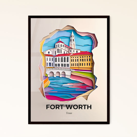Vivid Fort Worth, Texas, Papercut Print