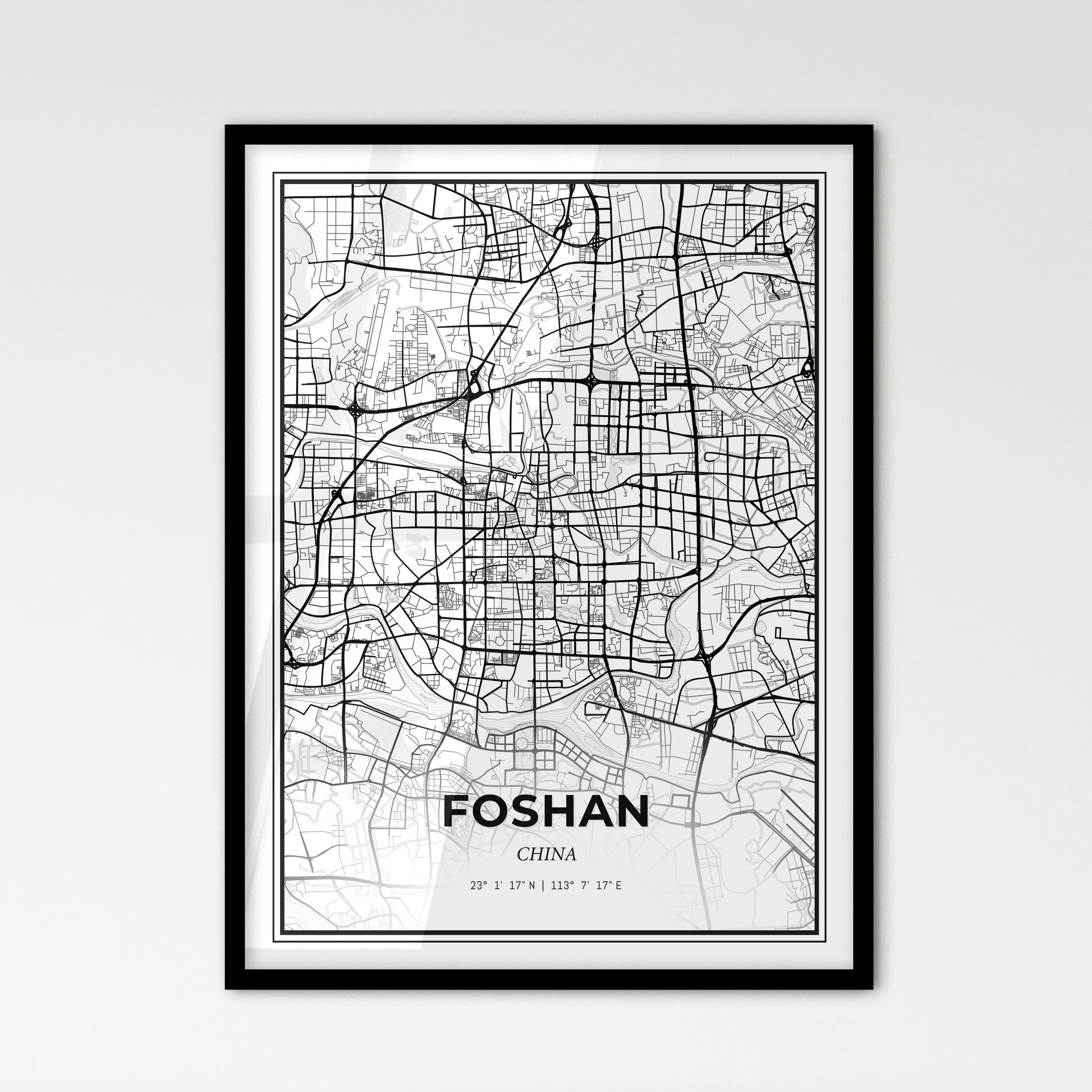 Foshan China - Scandinavian Style City Map for Modern Home Decor