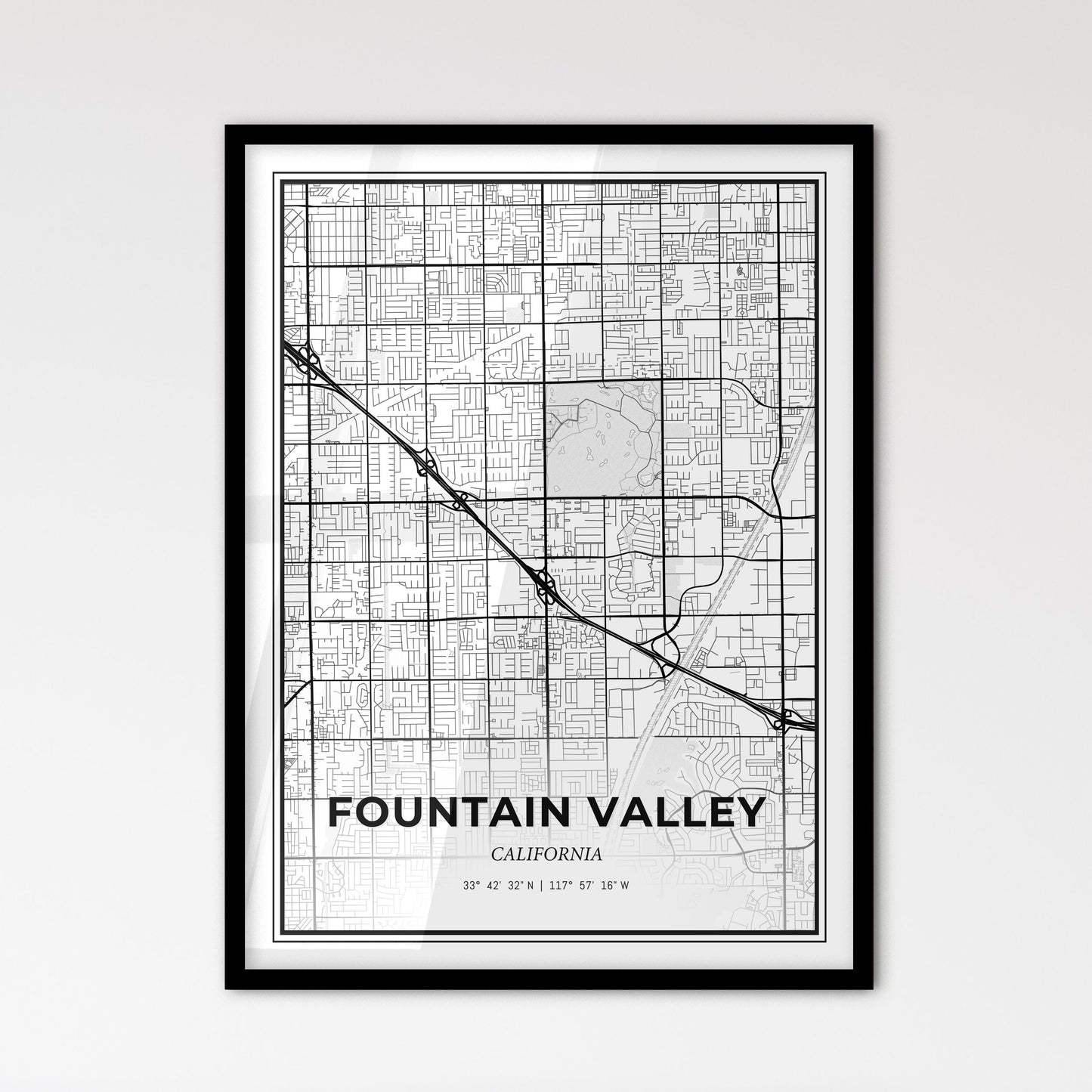 Fountain Valley California - Scandinavian Style City Map for Modern Home Decor