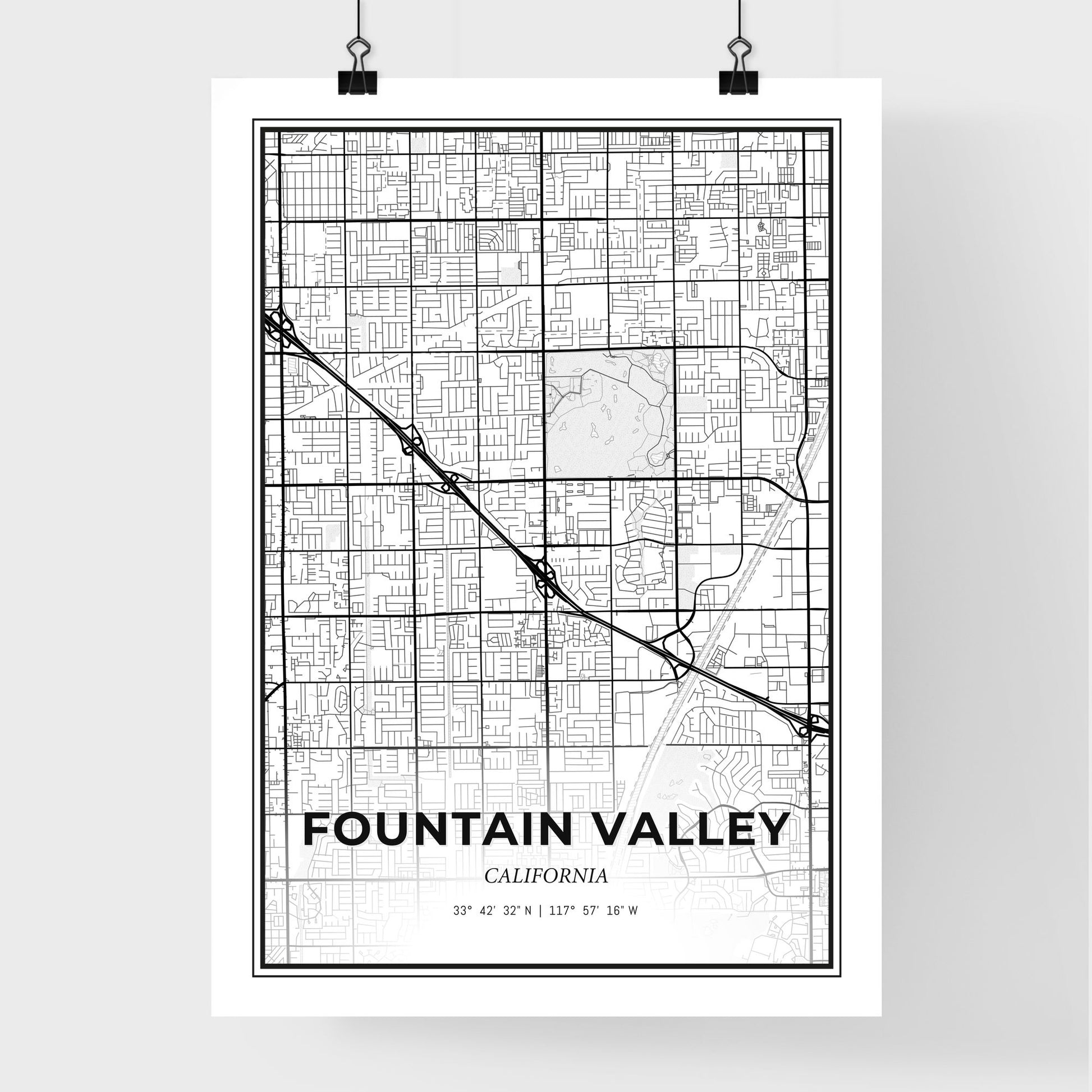 Fountain Valley California - Premium City Map Poster