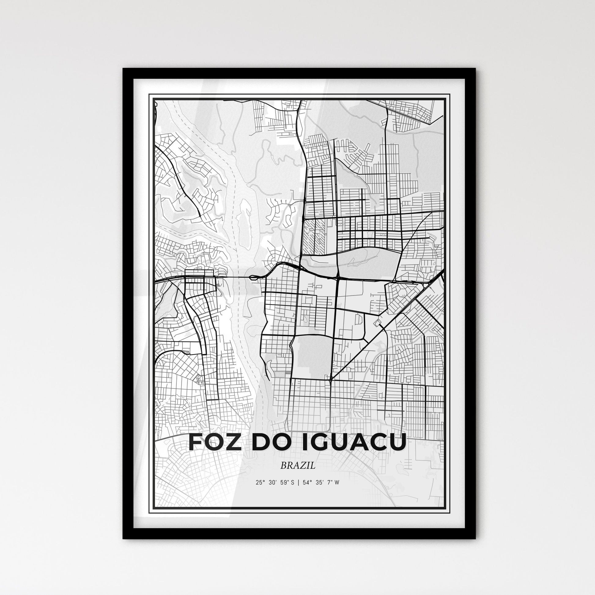 Foz do Iguacu Brazil - Scandinavian Style City Map for Modern Home Decor