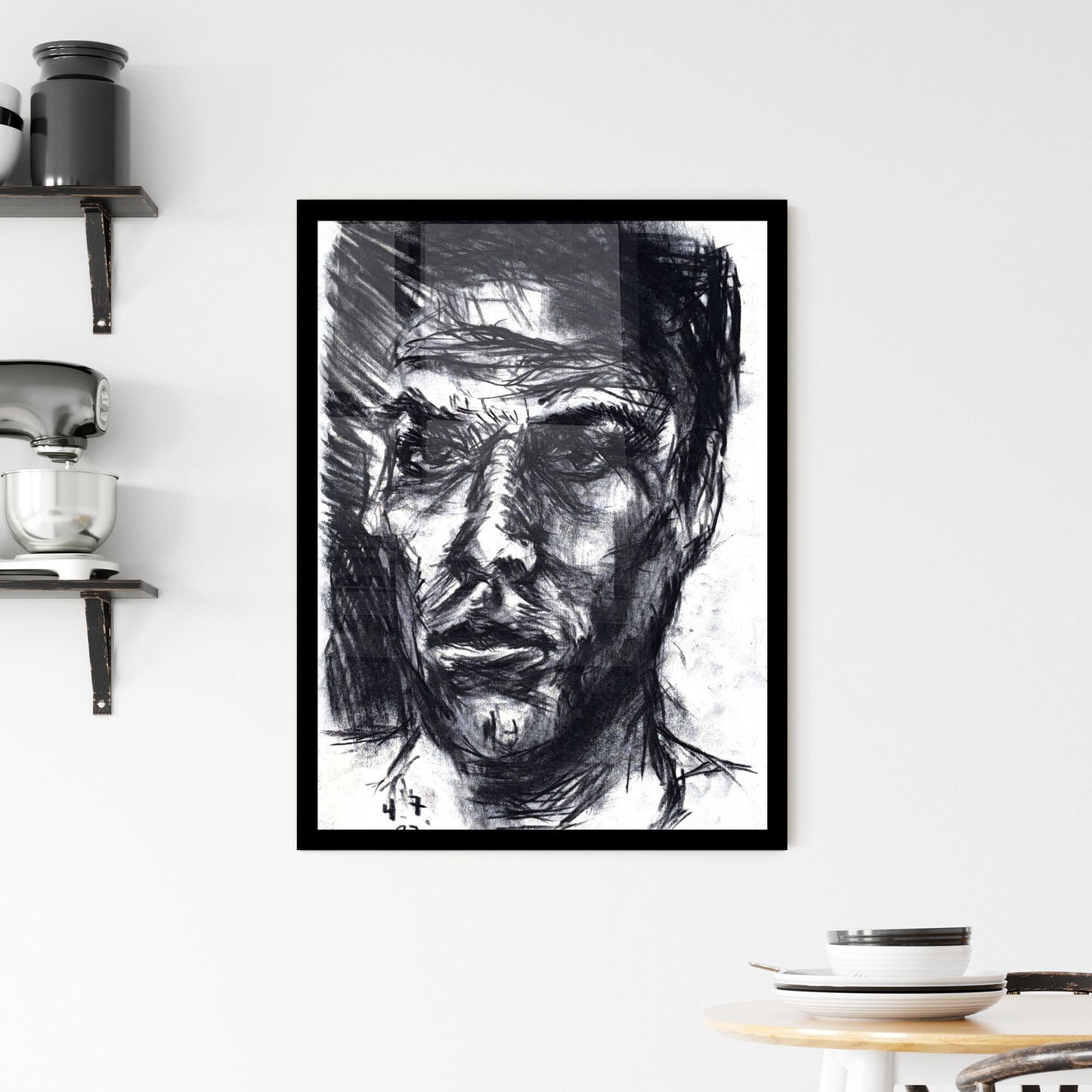 Fragmented Identity: Echoes of Self in Chaotic Lines Framed Print