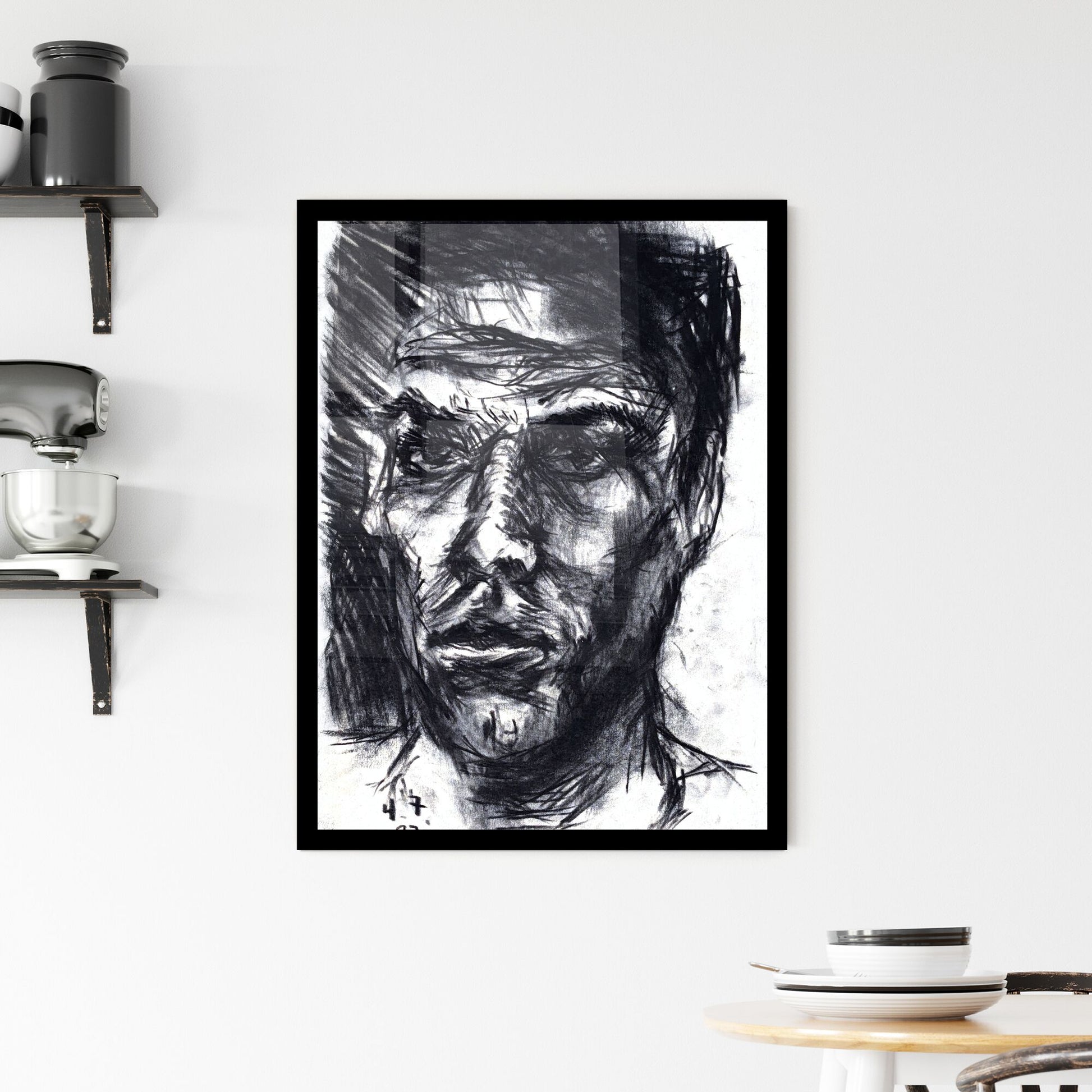 Fragmented Identity: Echoes of Self in Chaotic Lines Framed Print