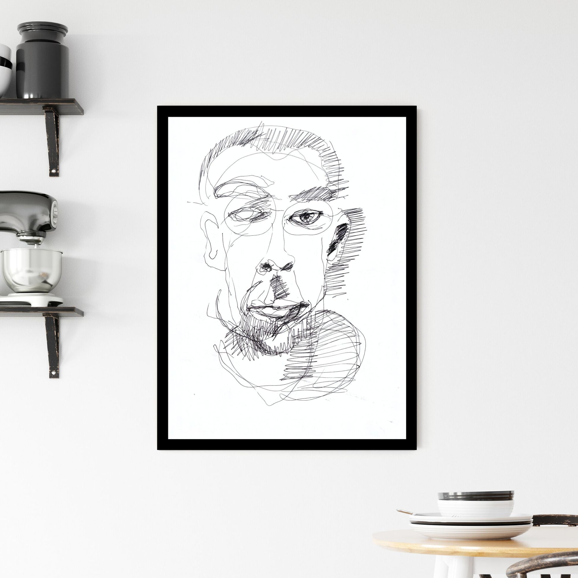 Fragmented Identity: A Journey Through Lines and Shadows Framed Print