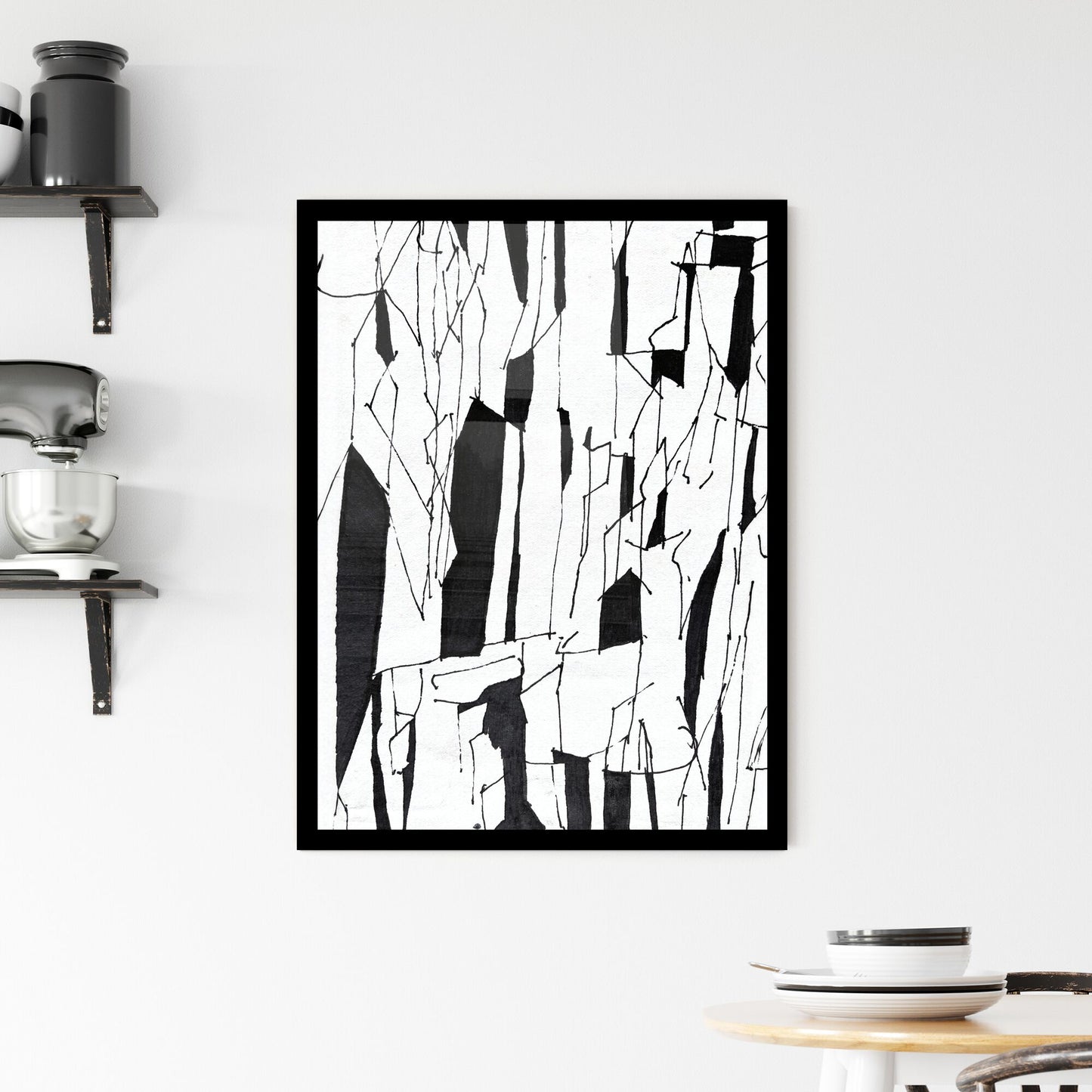 Fragmented Reflections: The Geometry of Absence and Presence Framed Print