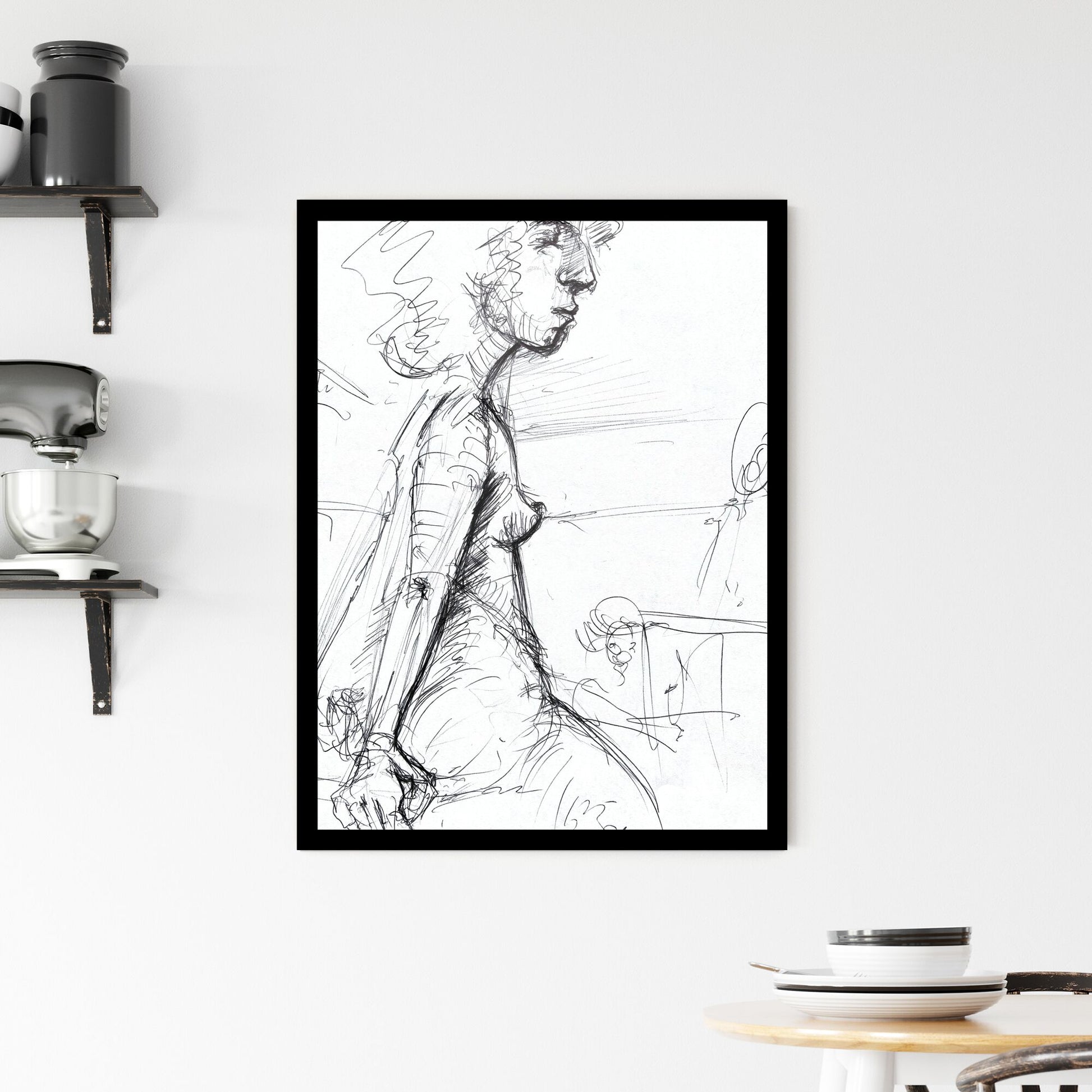 Fragmented Reflections: The Essence of Contemplation in Motion Framed Print