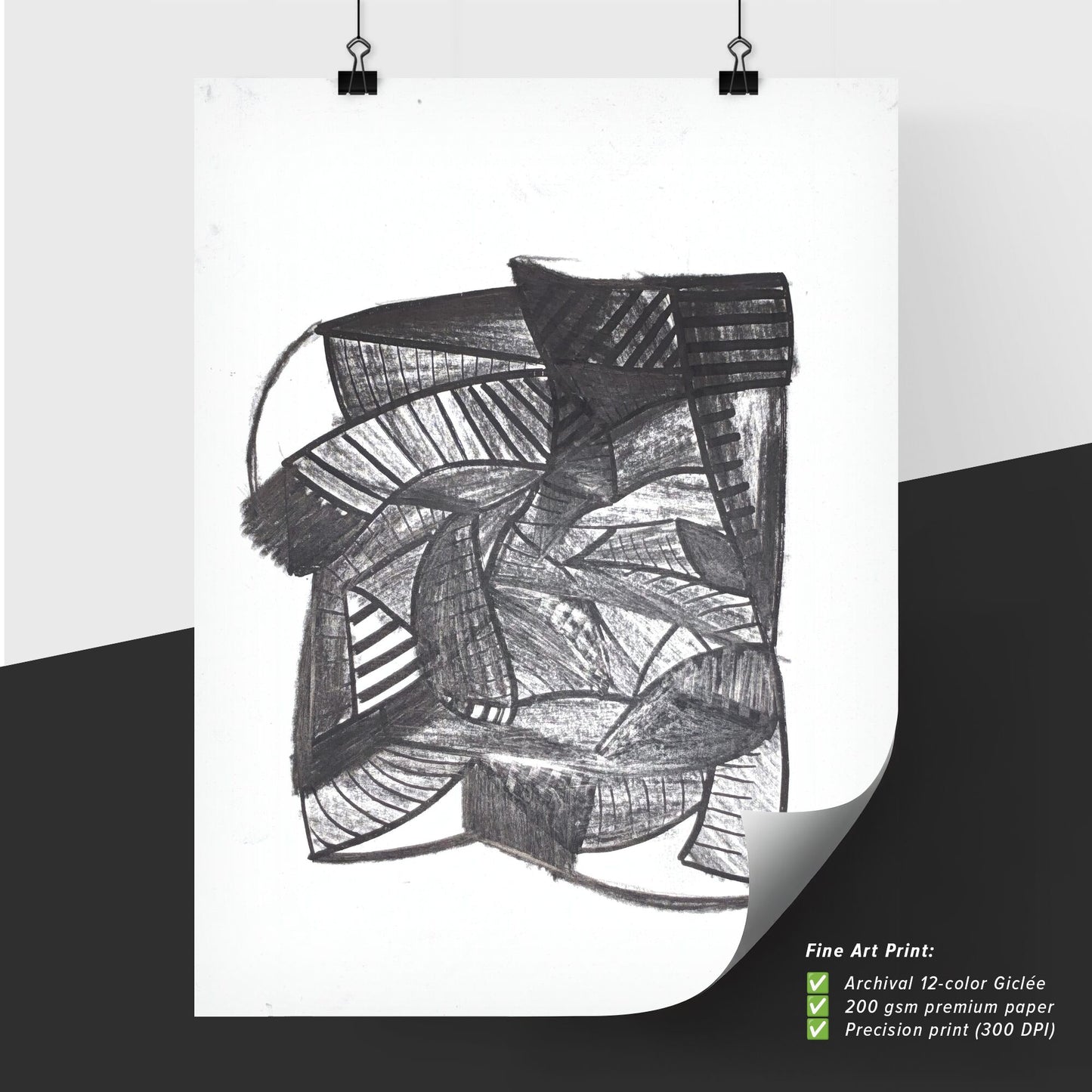 Fragmented Shadows: A Dance of Lines and Forms in Monochrome