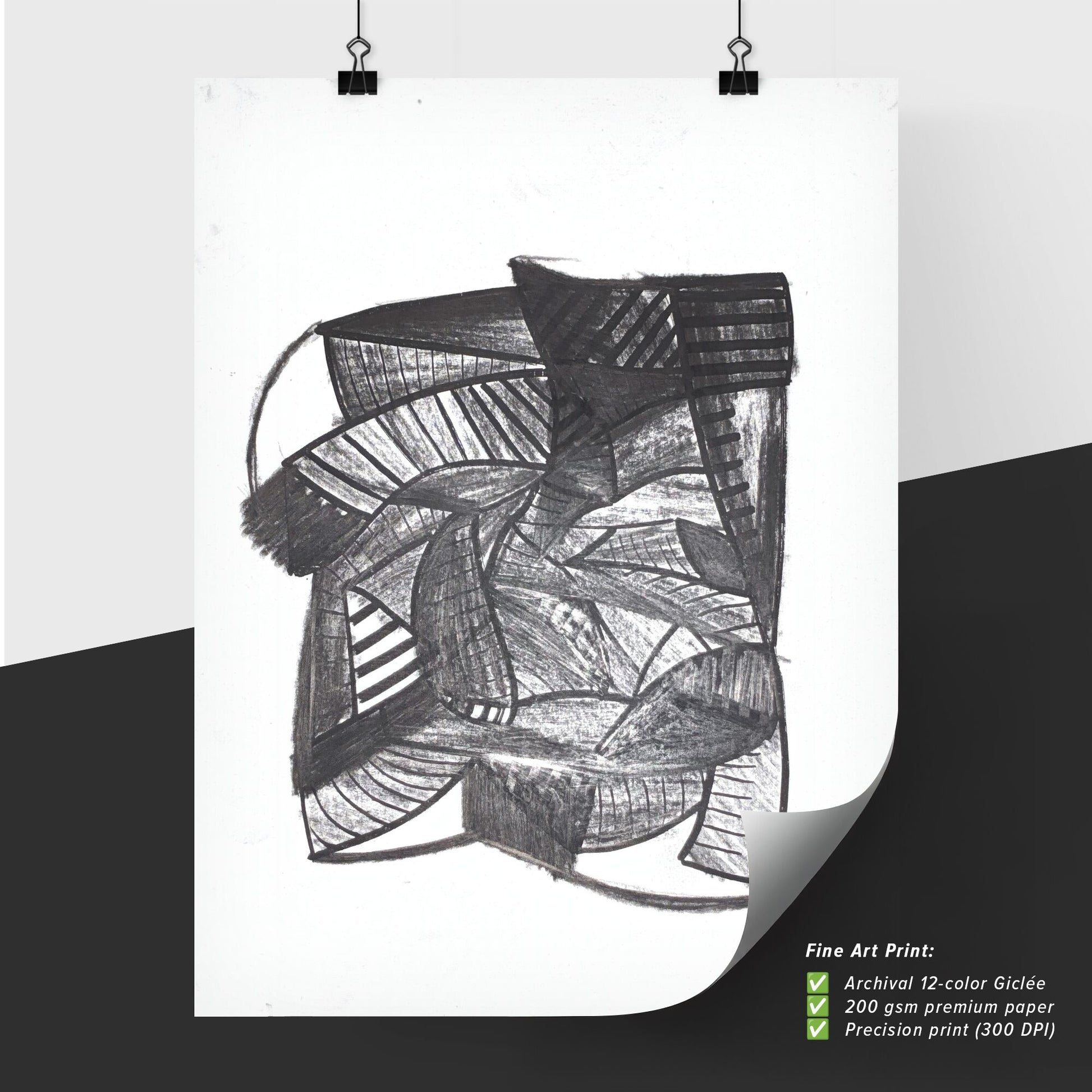 Fragmented Shadows: A Dance of Lines and Forms in Monochrome