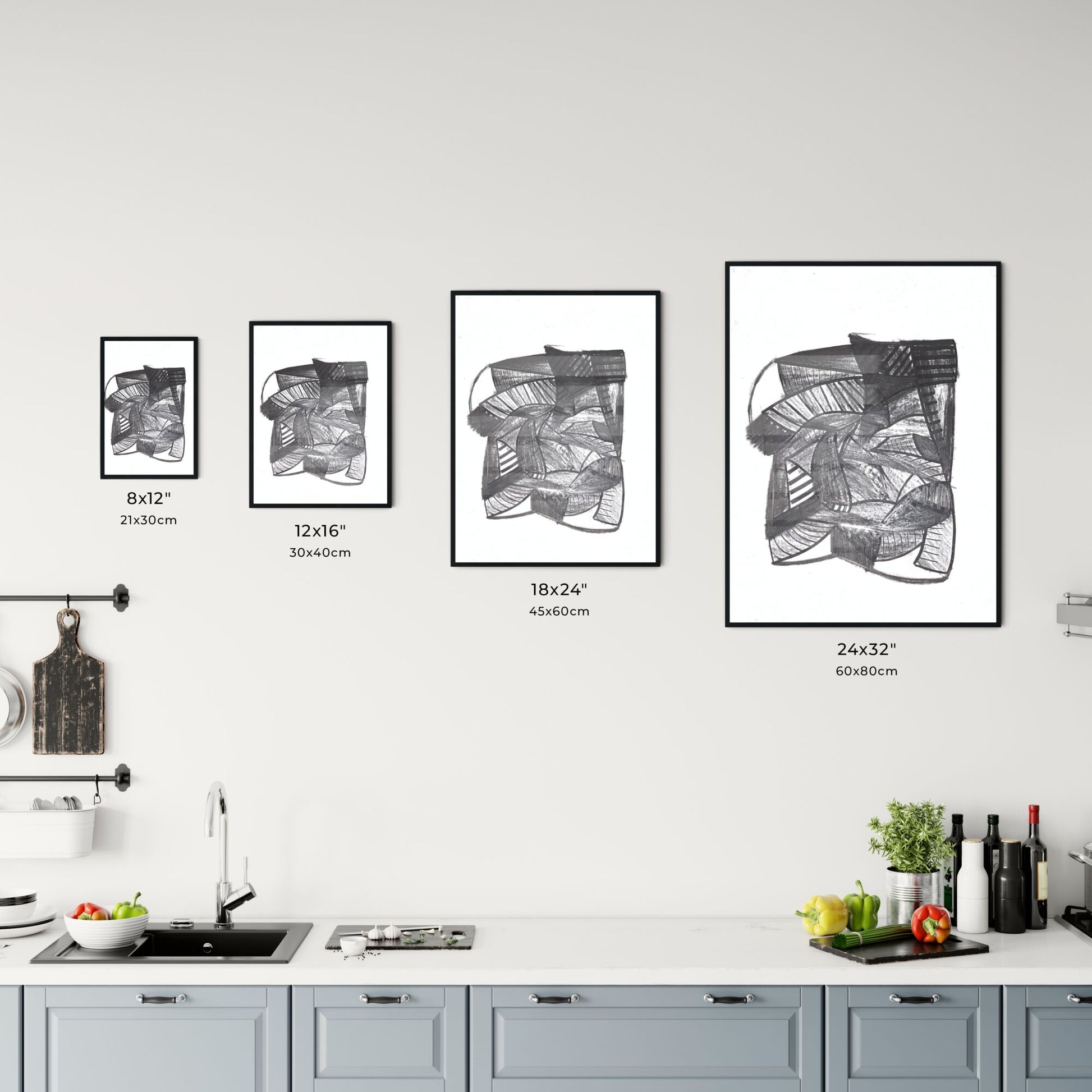 Fragmented Shadows: A Dance of Lines and Forms in Monochrome Chart