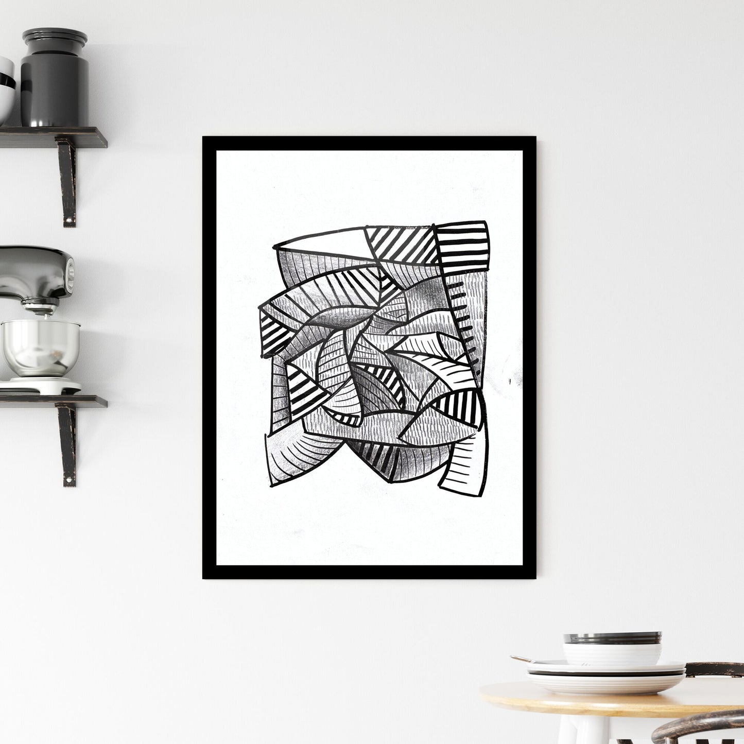 Fragmented Symphonies: The Dance of Lines and Curves Framed Print