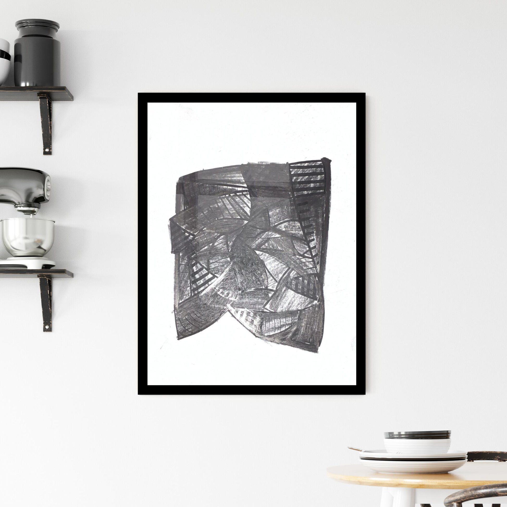 Fragments of Perception: Shadows in Abstract Harmony Framed Print