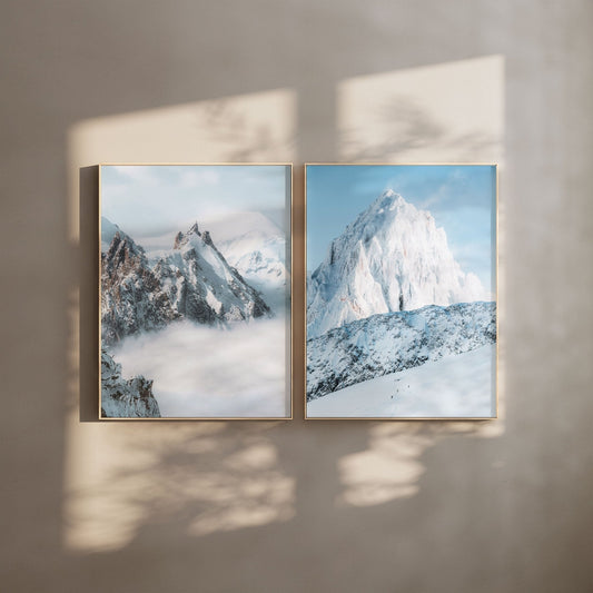 Aiguille du Midi and Grands Montets Mountain Wall Art | Nature Photography Print Set