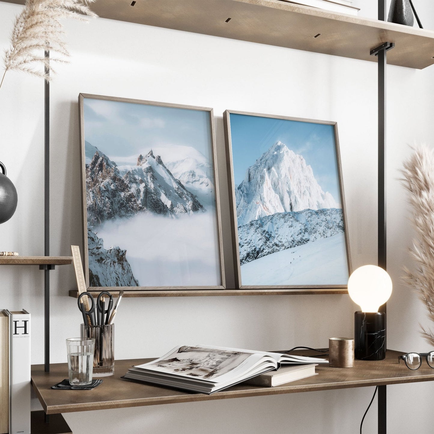 Aiguille du Midi and Grands Montets Mountain Wall Art | Nature Photography Print Set