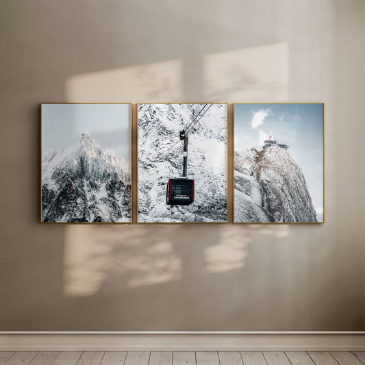 Aiguille du Midi Wall Art Set of 3 - Mountain Triptych Prints