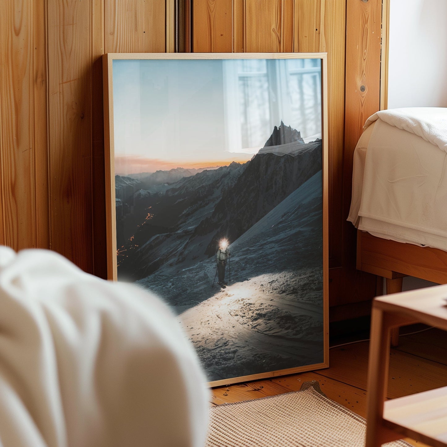 Mountaineer on Grands Mulets Route to Mont Blanc – Chamonix Art Print