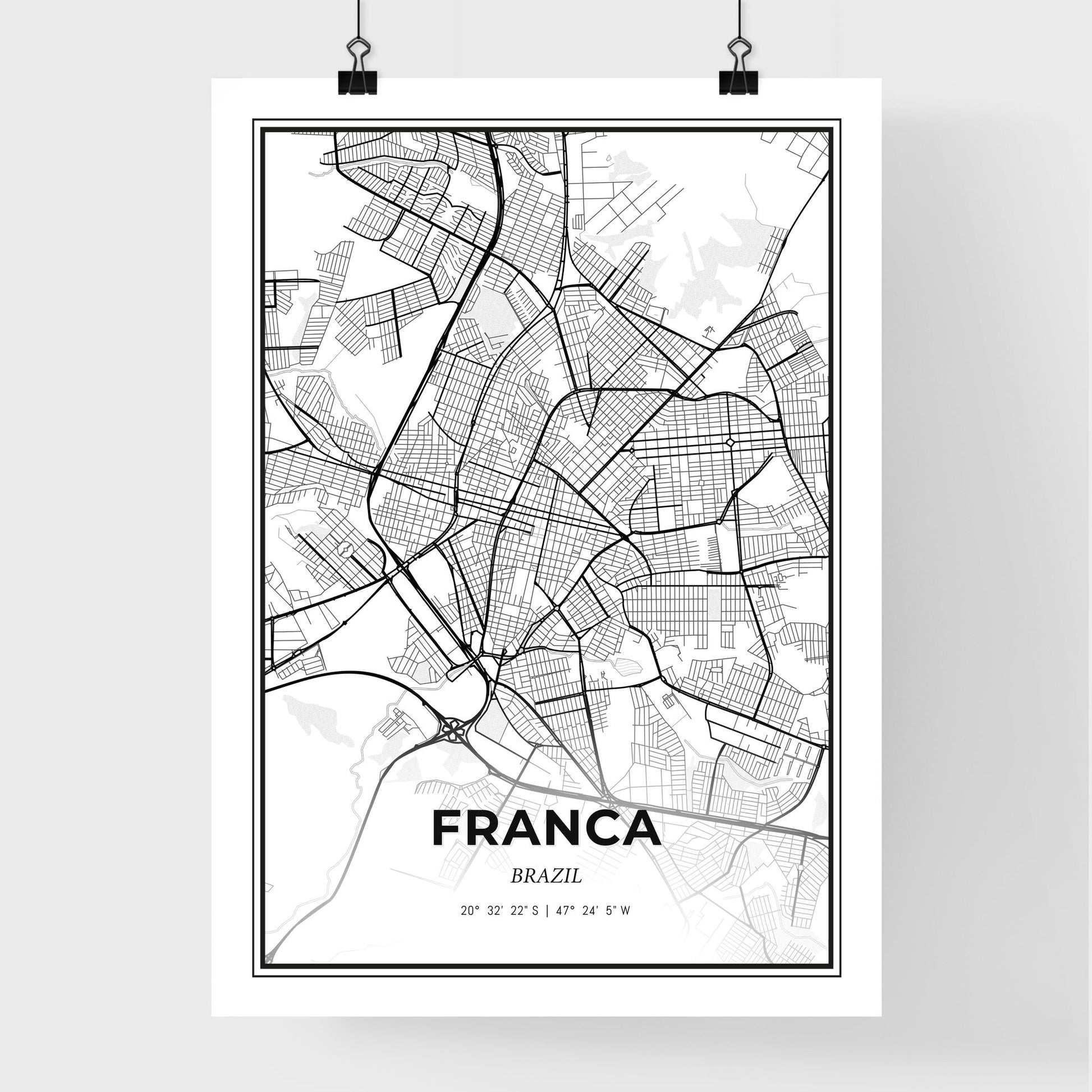 Franca Brazil - Premium City Map Poster