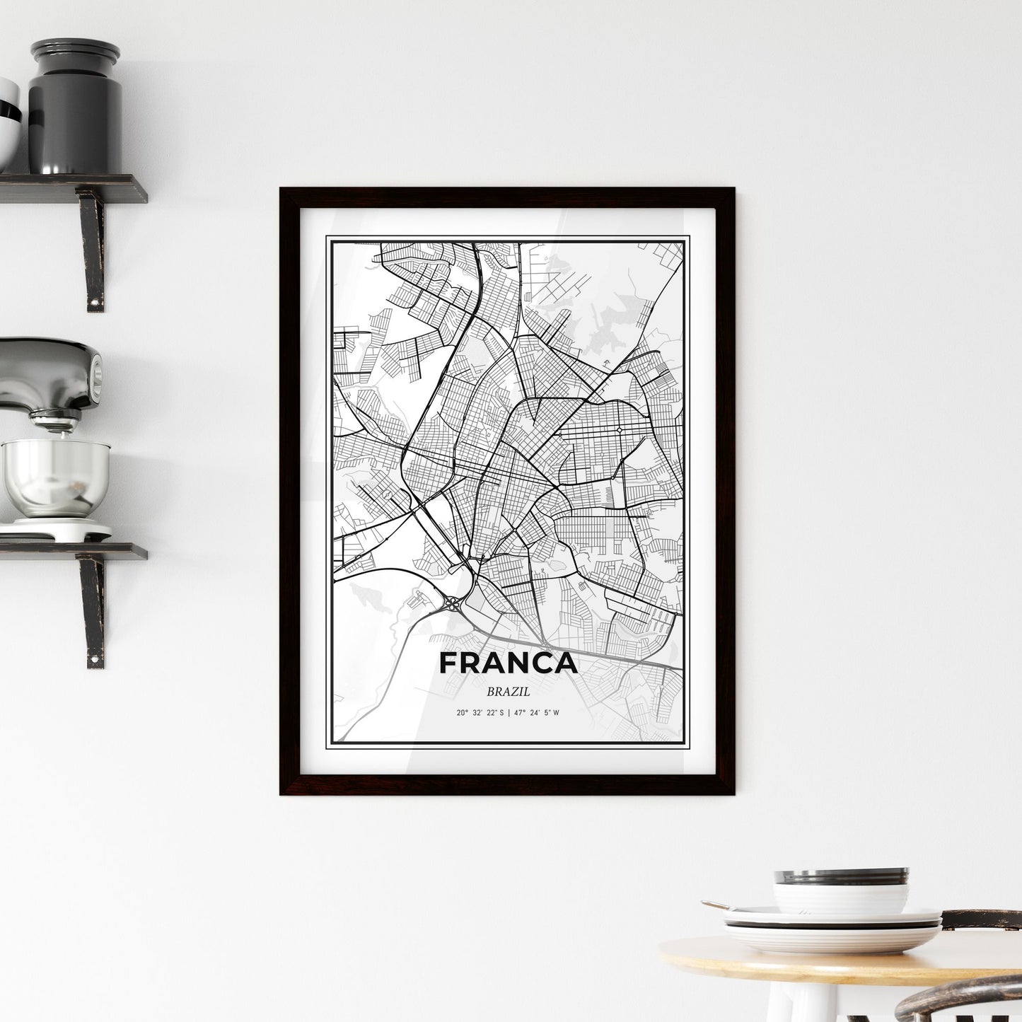 Franca Brazil - Minimal City Map