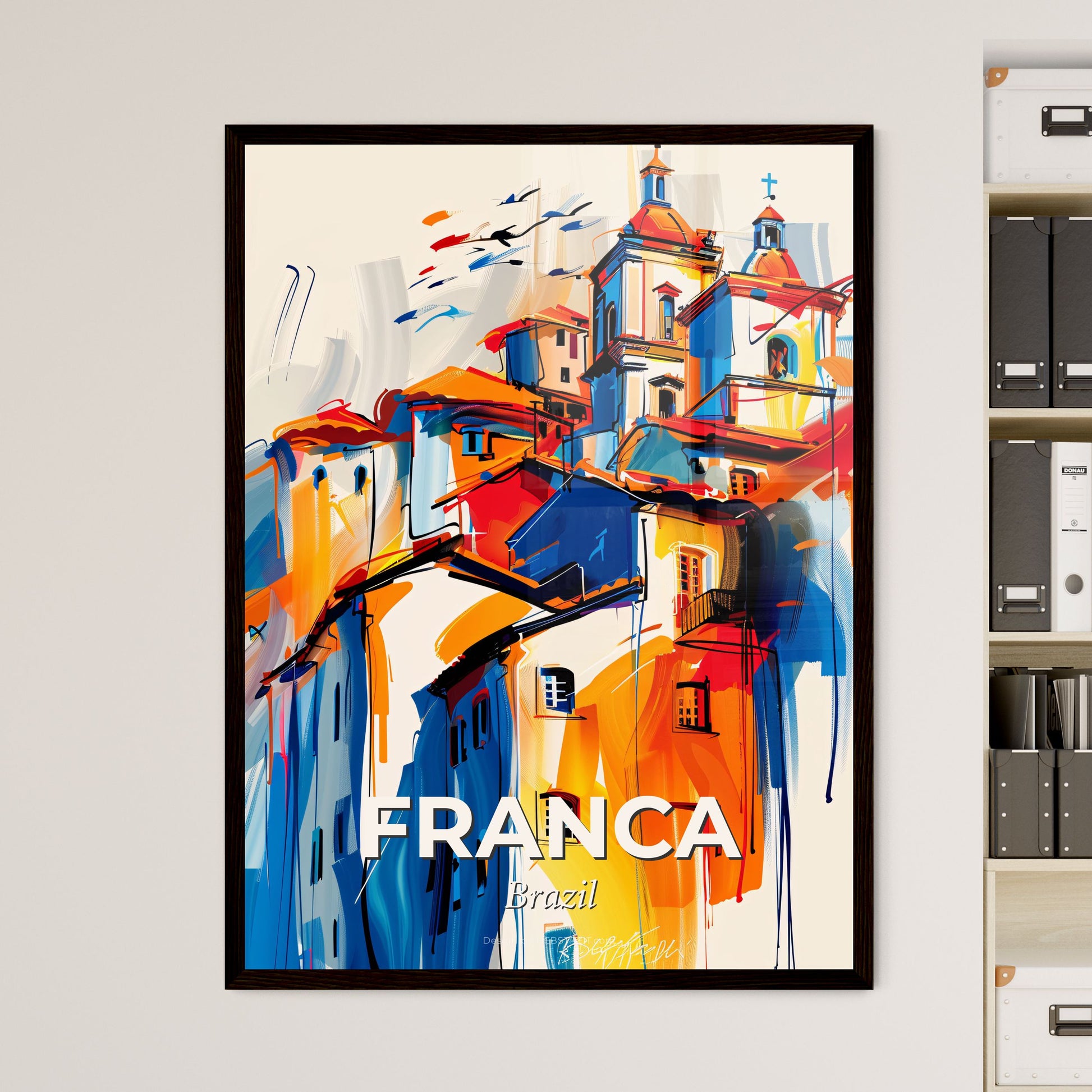 Vibrant Franca, Brazil - A Painting Of A Building