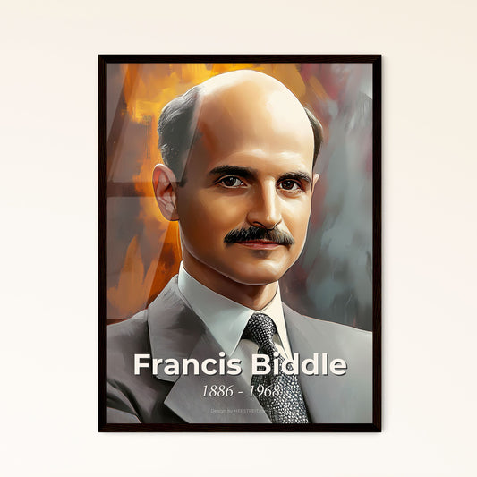 Portrait of Francis Biddle, 1886 - 1968. Impressionistic painting of a man with a mustache.