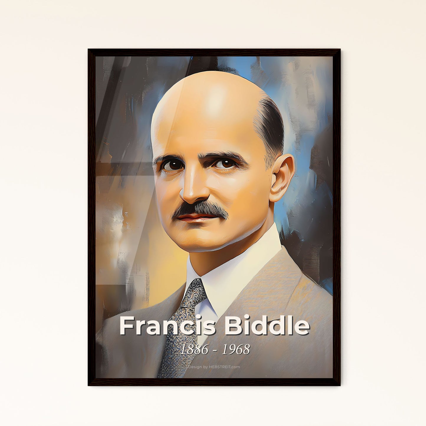 Portrait of Francis Biddle, 1886 - 1968. Impressionistic painting of a man with a mustache.