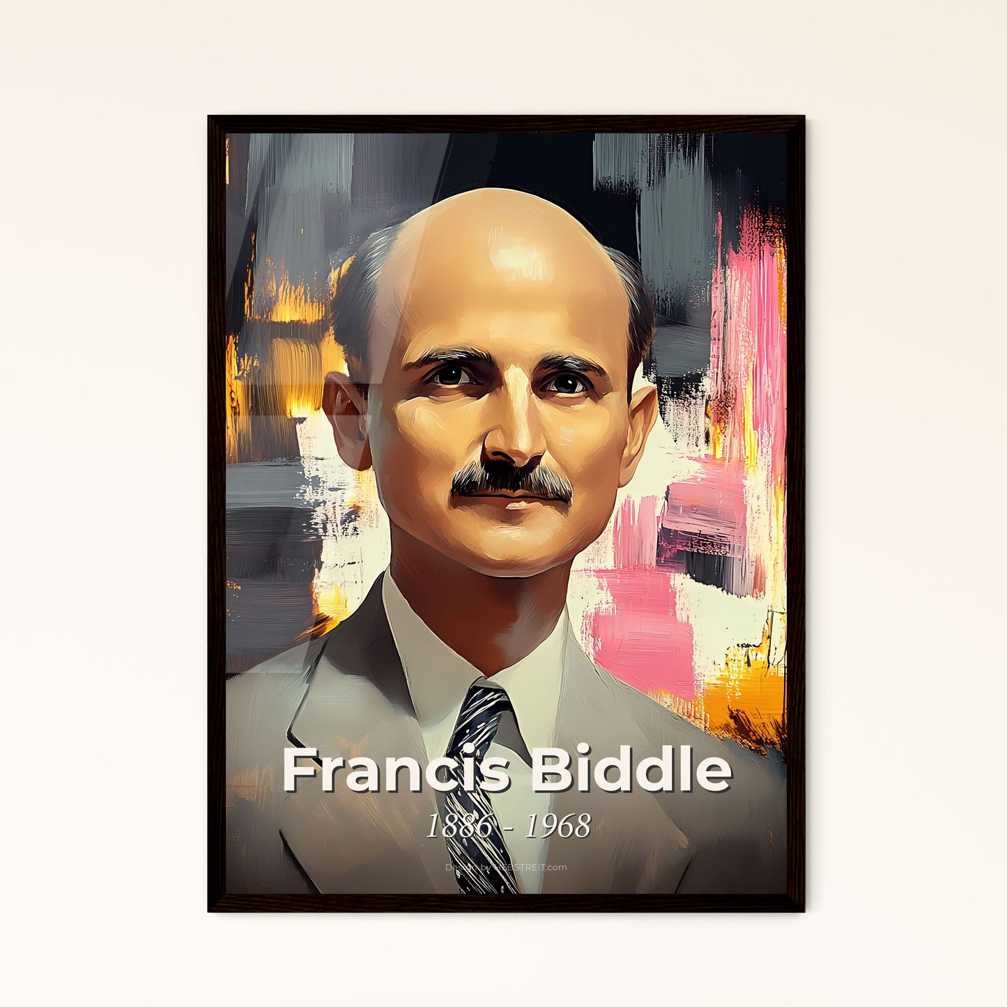 Portrait of Francis Biddle, 1886 - 1968. Impressionistic painting of a man in a suit and tie.