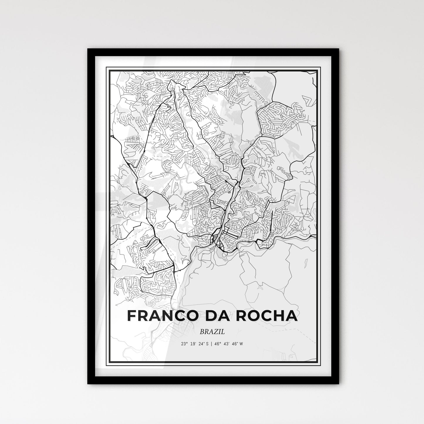 Franco da Rocha Brazil - Scandinavian Style City Map for Modern Home Decor