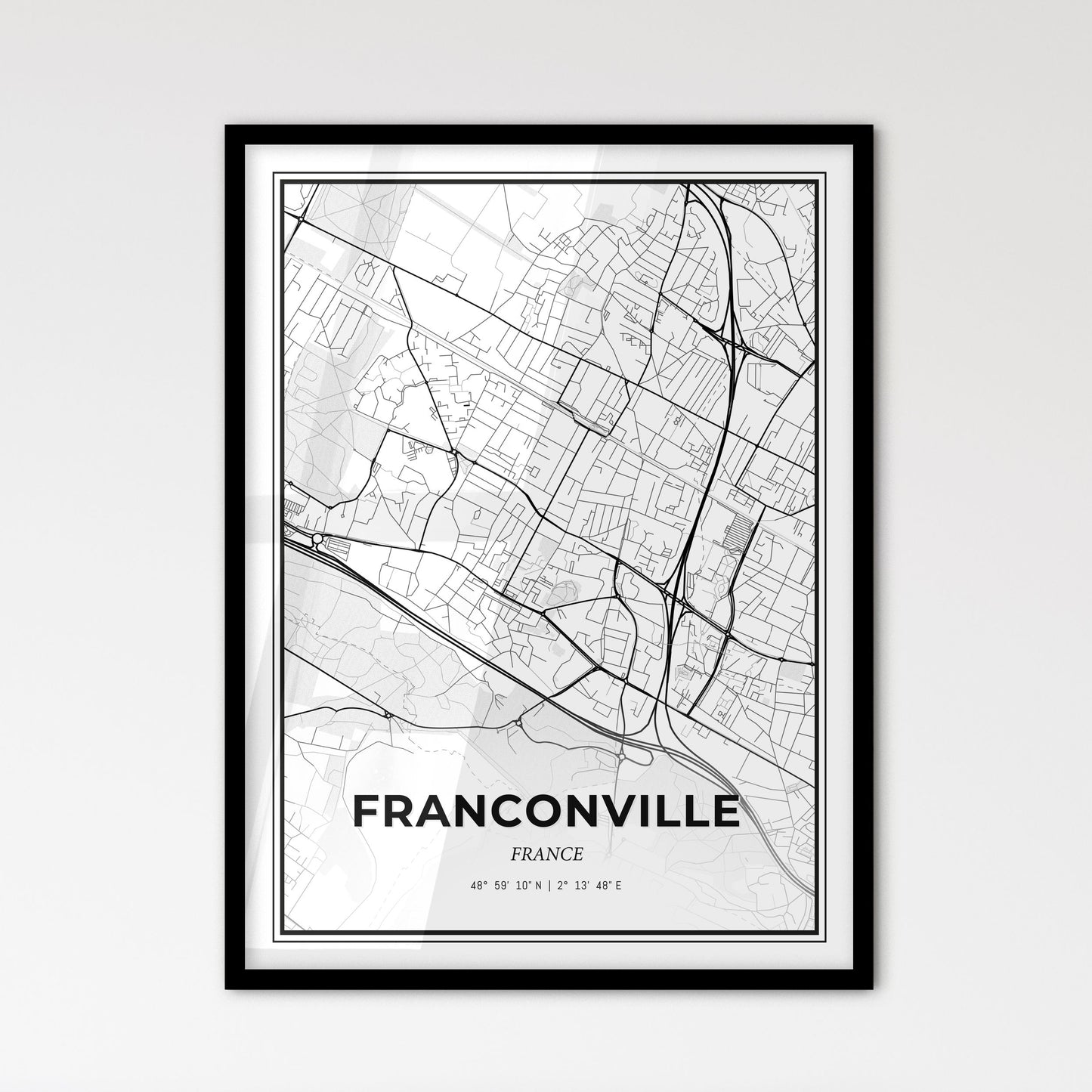 Franconville France - Scandinavian Style City Map for Modern Home Decor