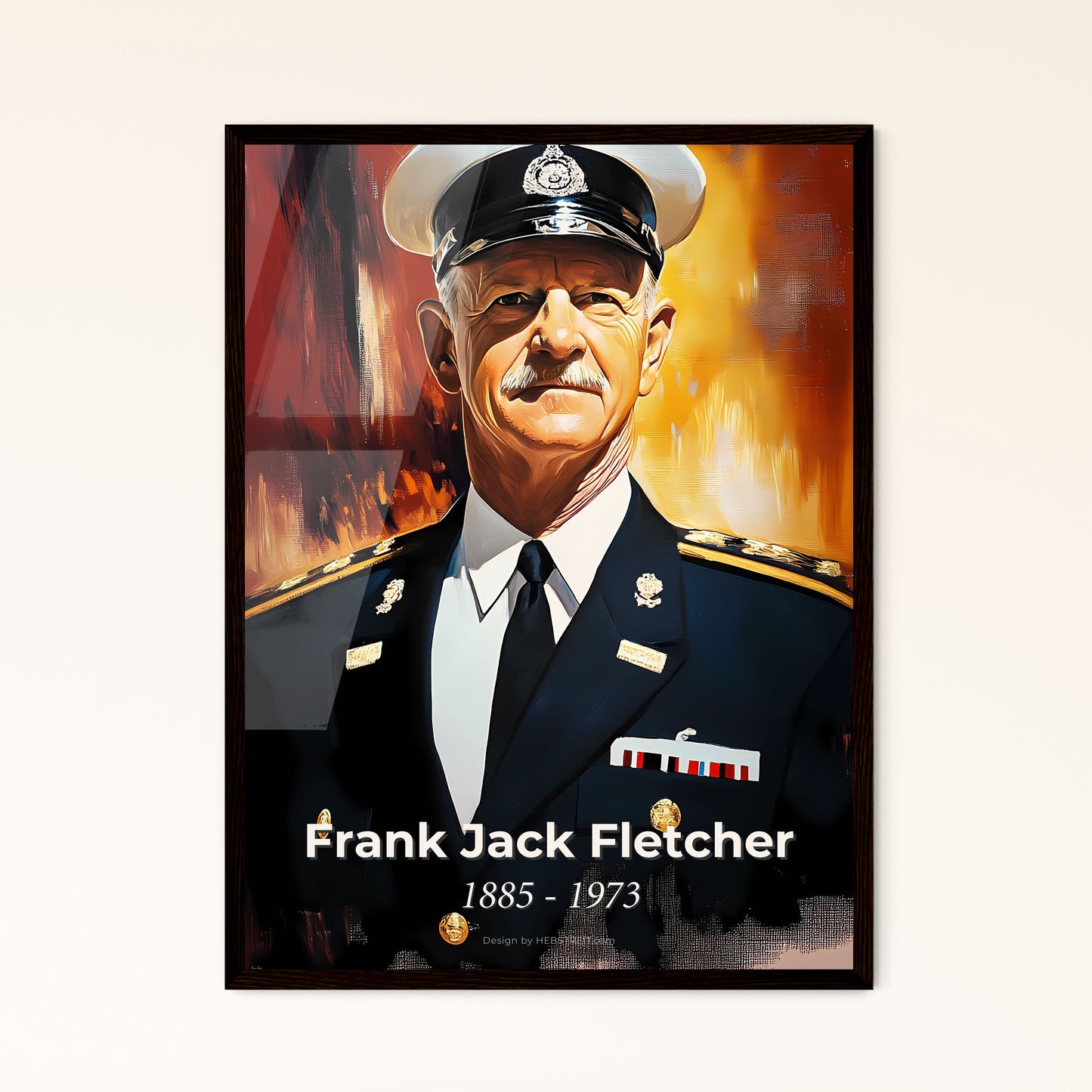 Portrait of Frank Jack Fletcher, 1885 - 1973. Impressionistic painting of a man in a uniform.