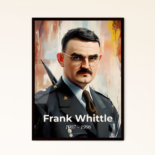 Portrait of Frank Whittle, 1907 - 1996. Impressionistic painting of a man in a uniform.