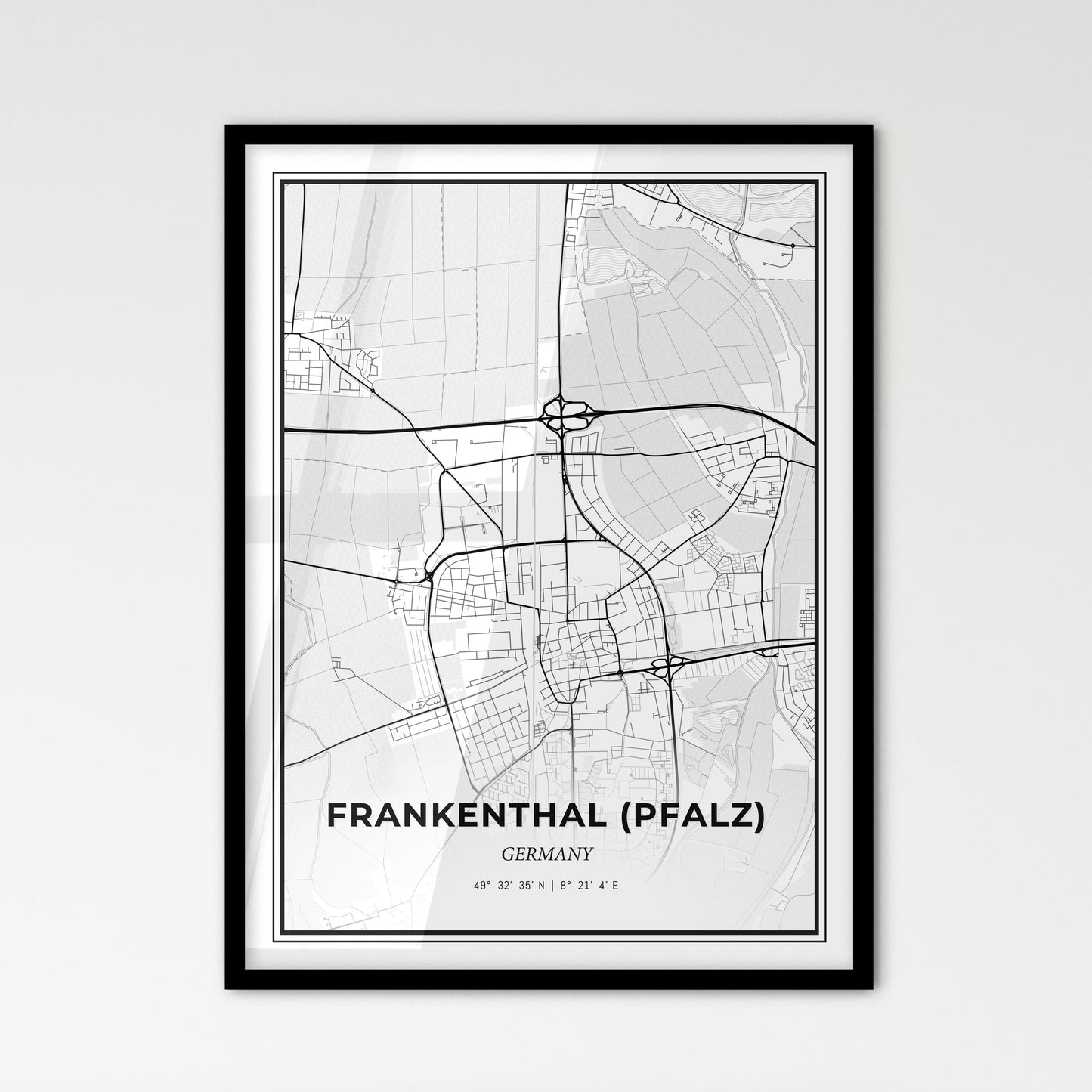 Frankenthal (Pfalz) Germany - Scandinavian Style City Map for Modern Home Decor