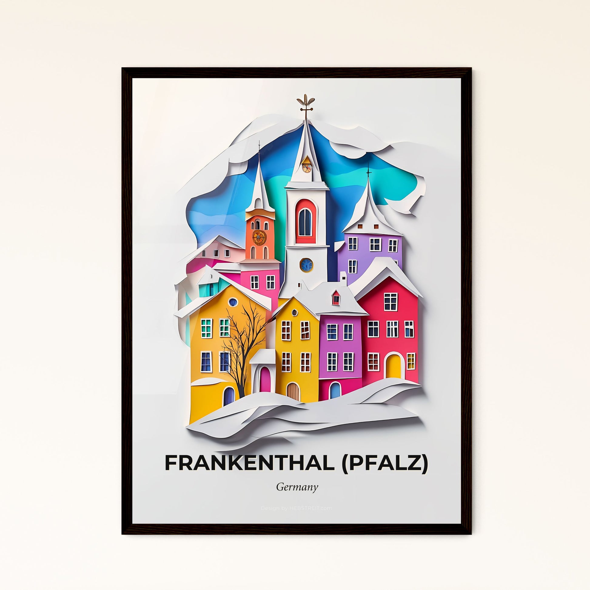 Vivid Frankenthal (Pfalz), Germany - a paper cut of a city with a clock tower