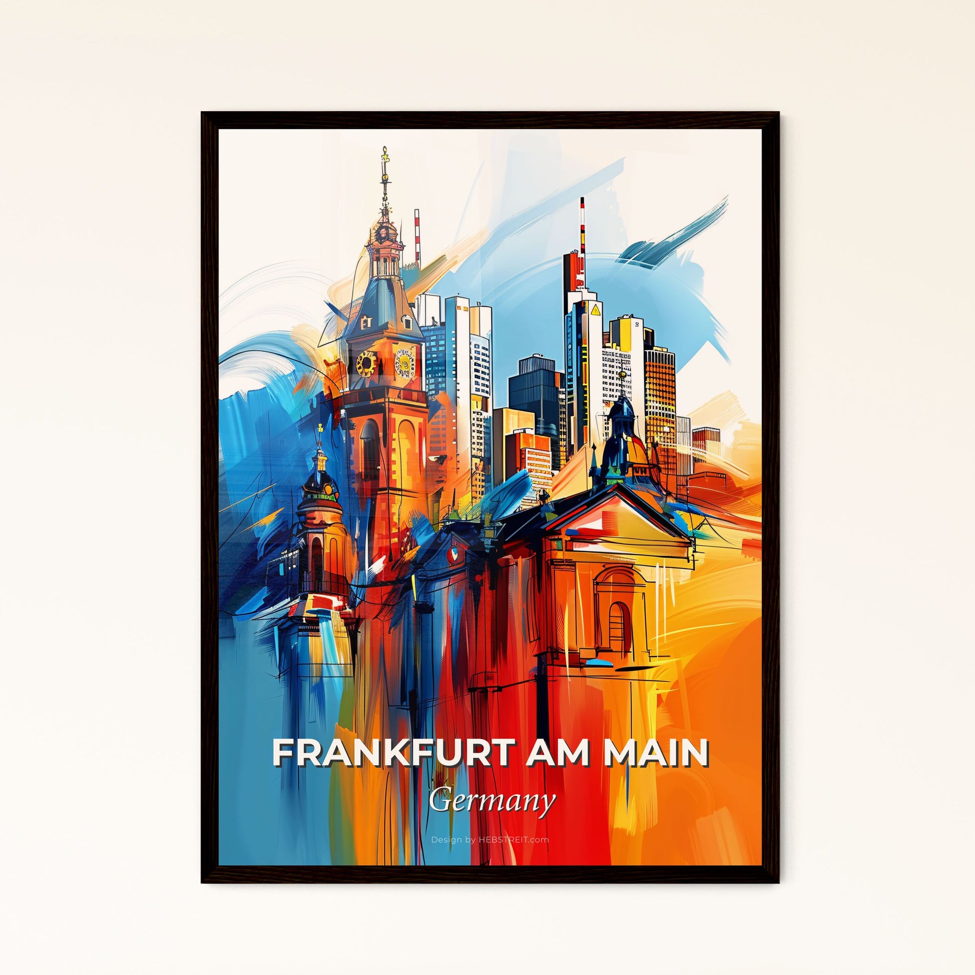 Vibrant Frankfurt Am Main, Germany - A Colorful Painting Of A City