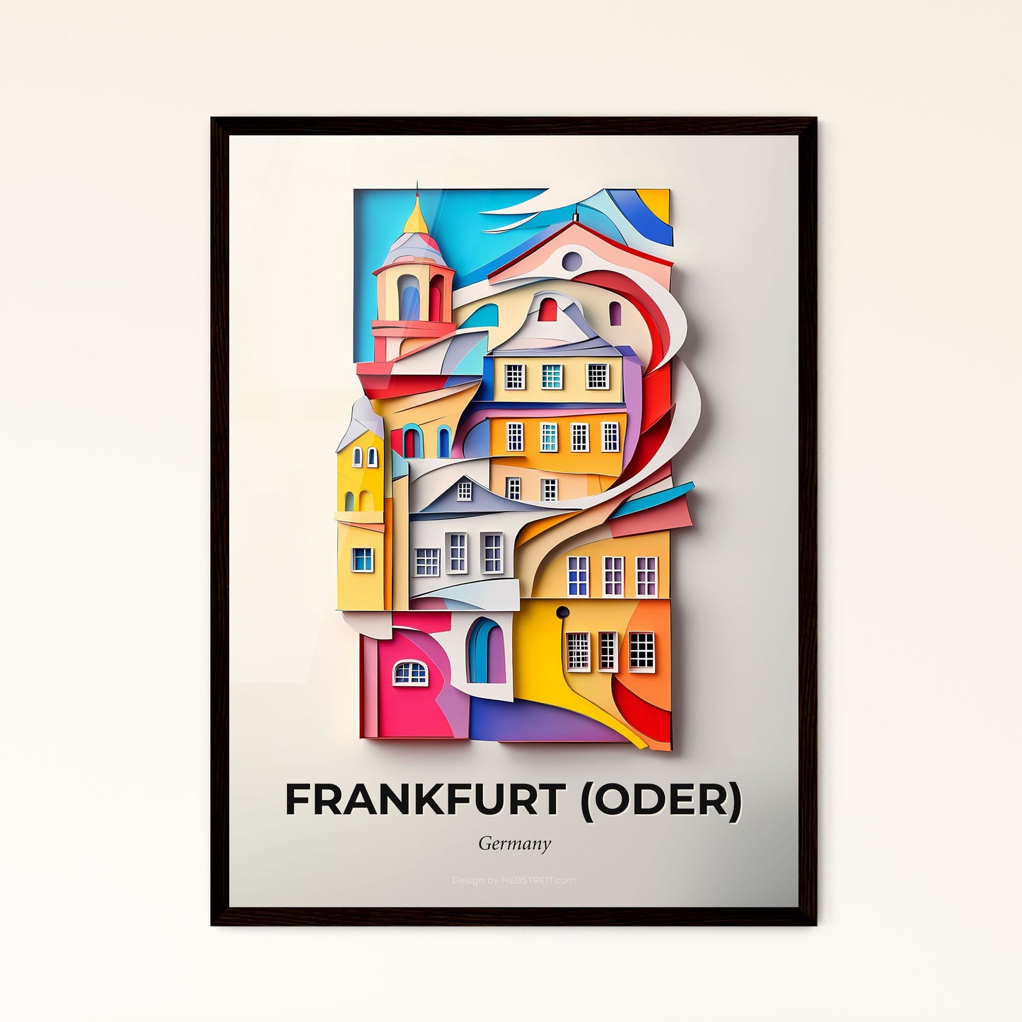 Vivid Frankfurt (Oder), Germany - a colorful city with a clock tower and a church